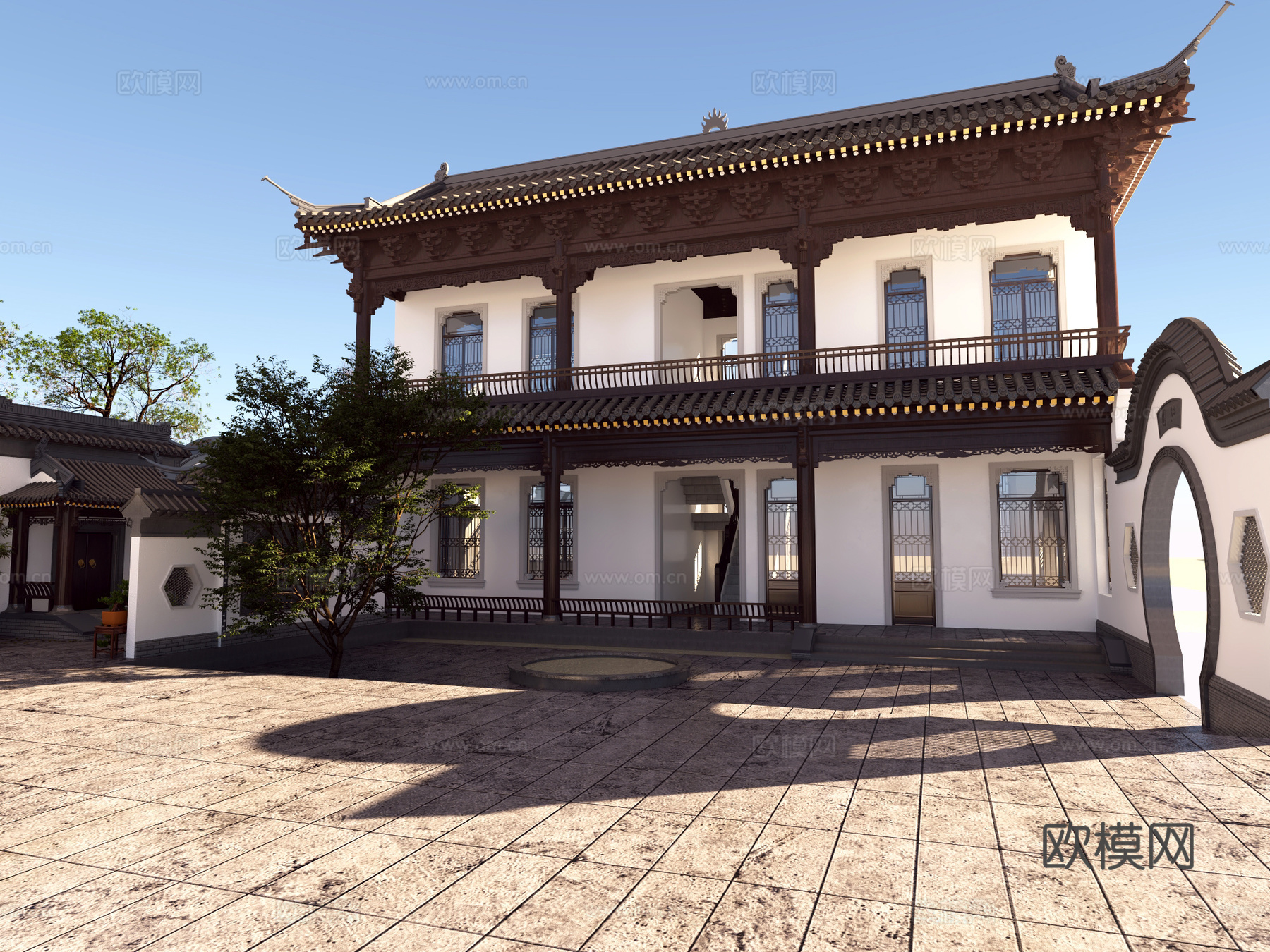 古建 小镇 民宿 中式建筑 四合院 江南 灰派 江南 斗拱3d模型