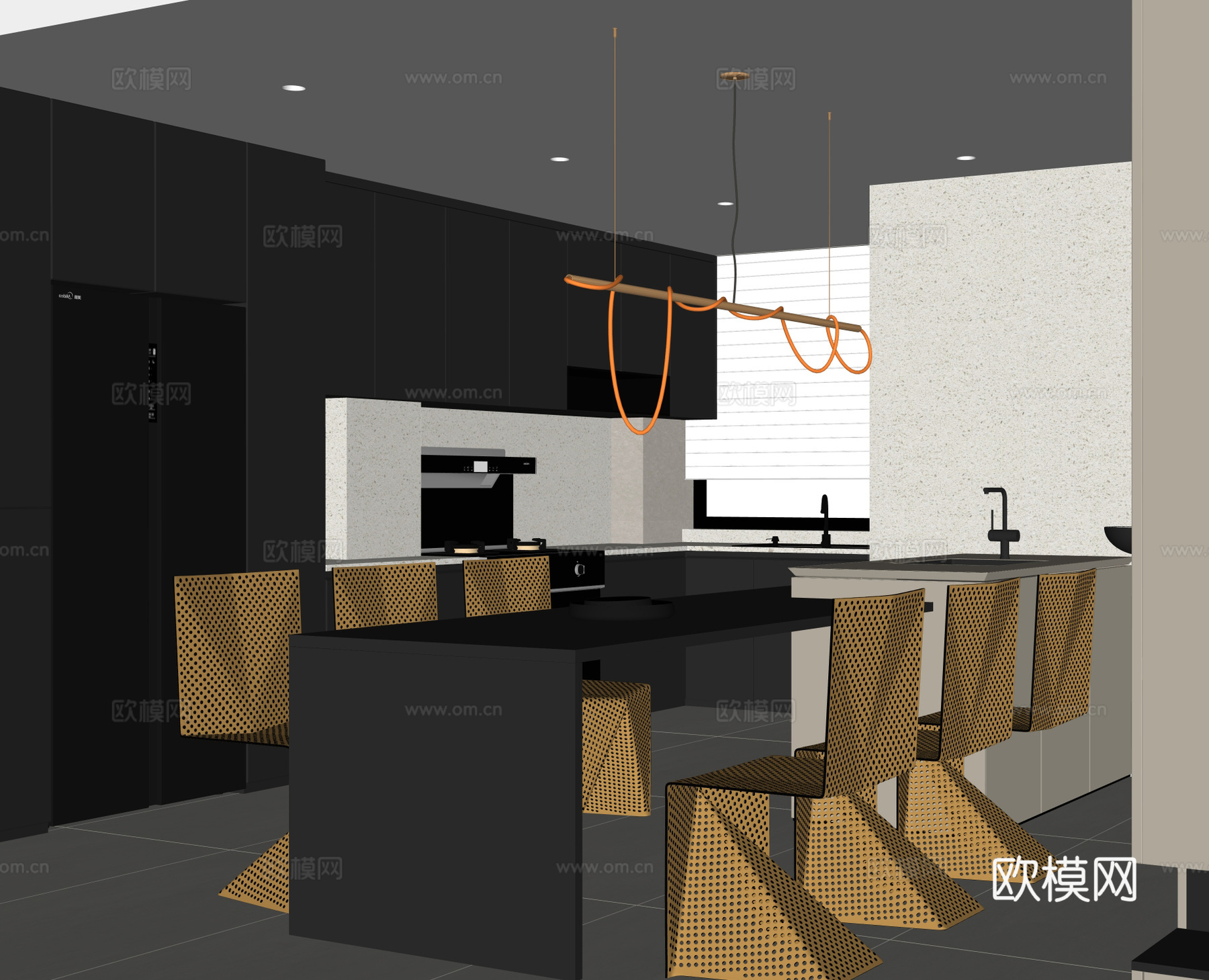 现代意式餐厅su模型