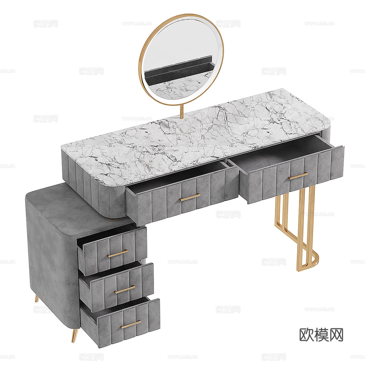 现代意式轻奢梳妆台 梳妆桌3d模型