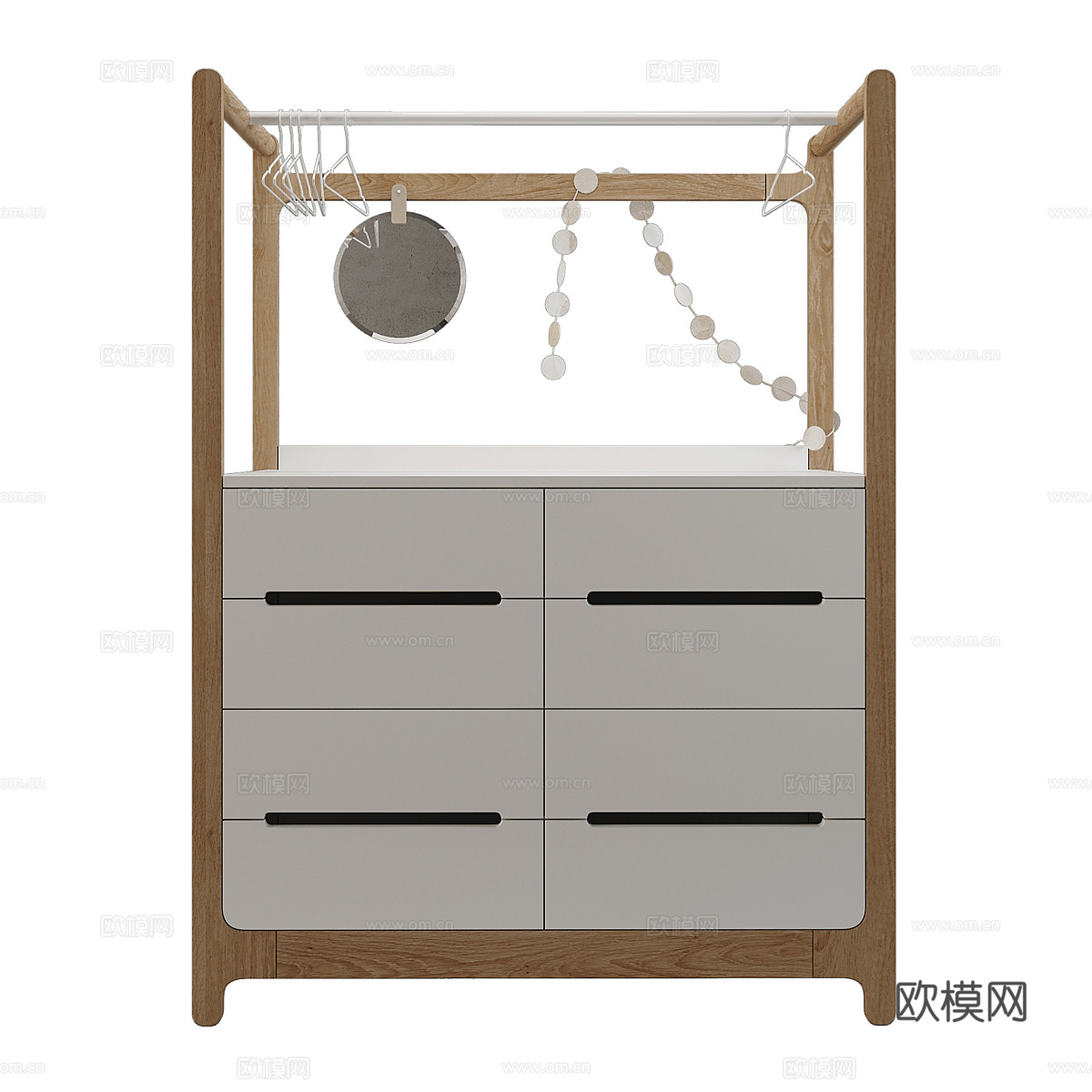 现代北欧原木儿童抽屉柜3d模型