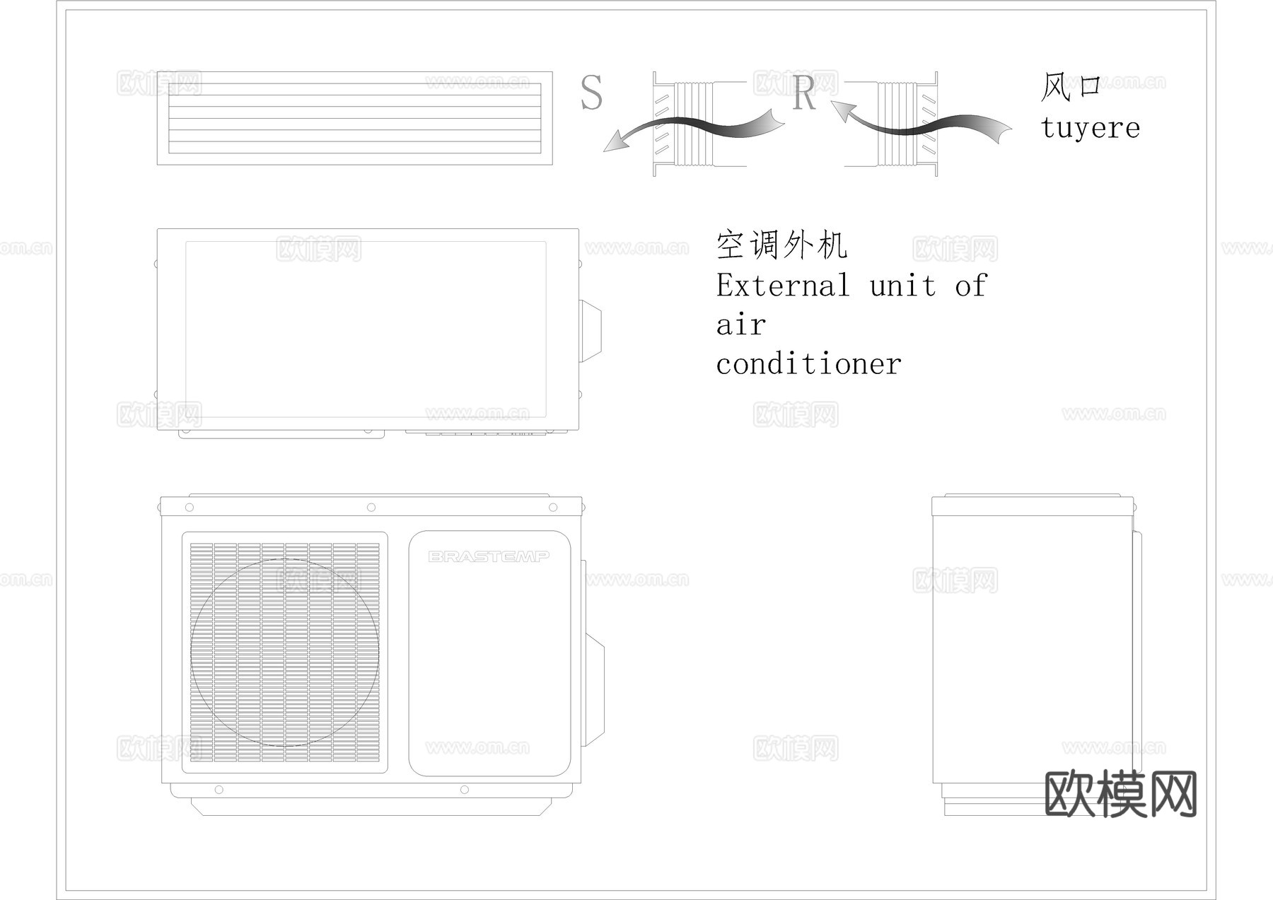 空调机 出风口 CADcad施工图