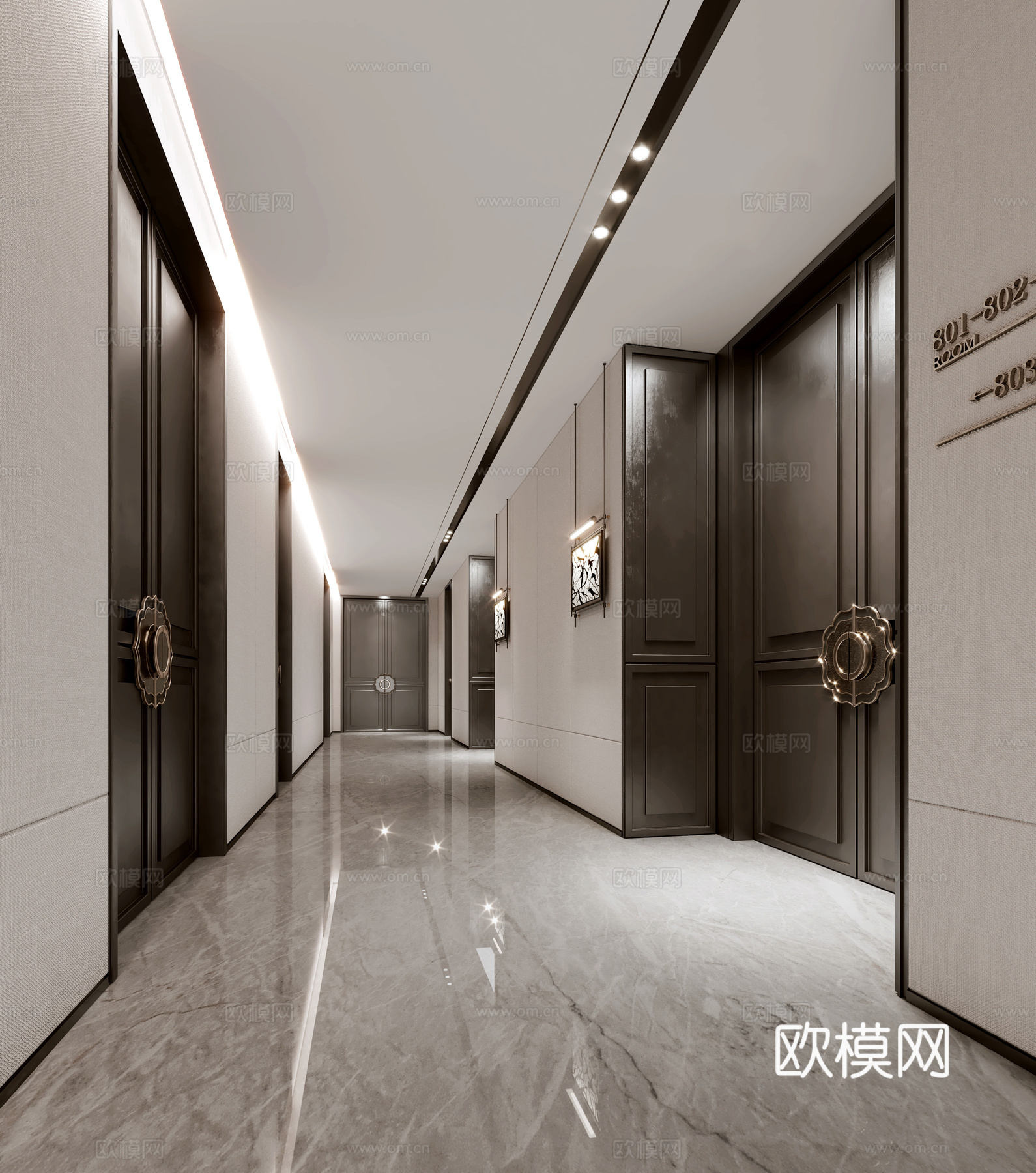 现代酒店走廊3d模型