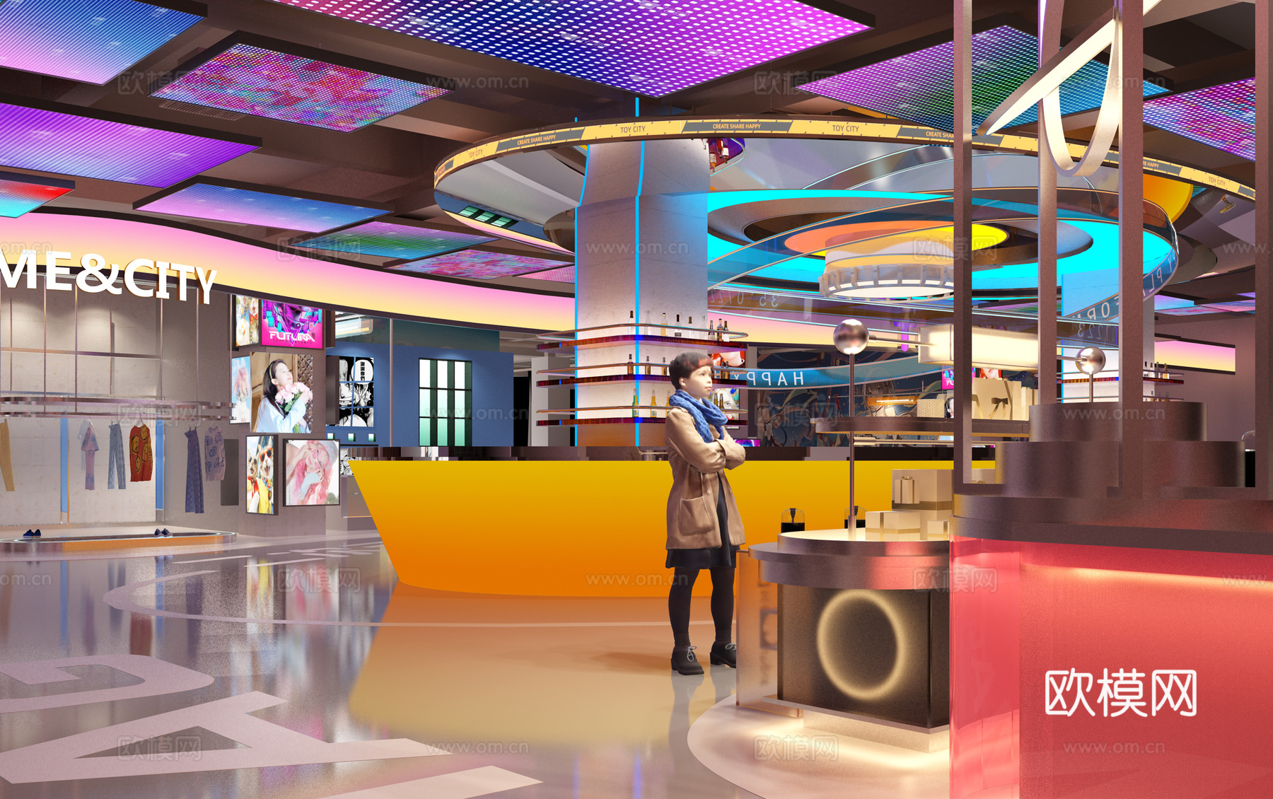 赛博朋克商场 二次元商场3d模型