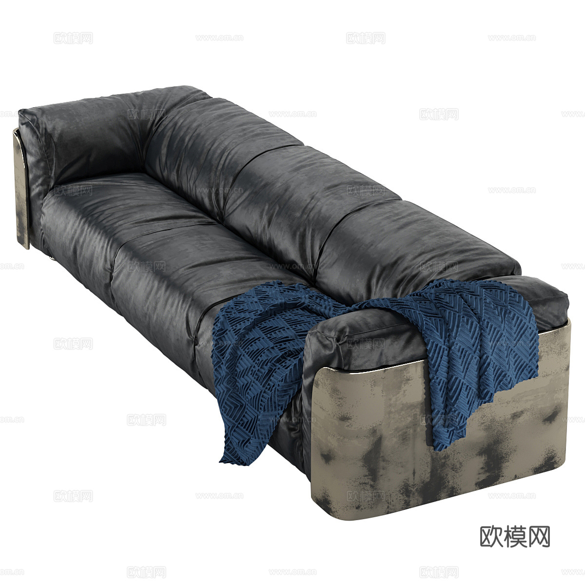 现代意式皮革休闲沙发3d模型