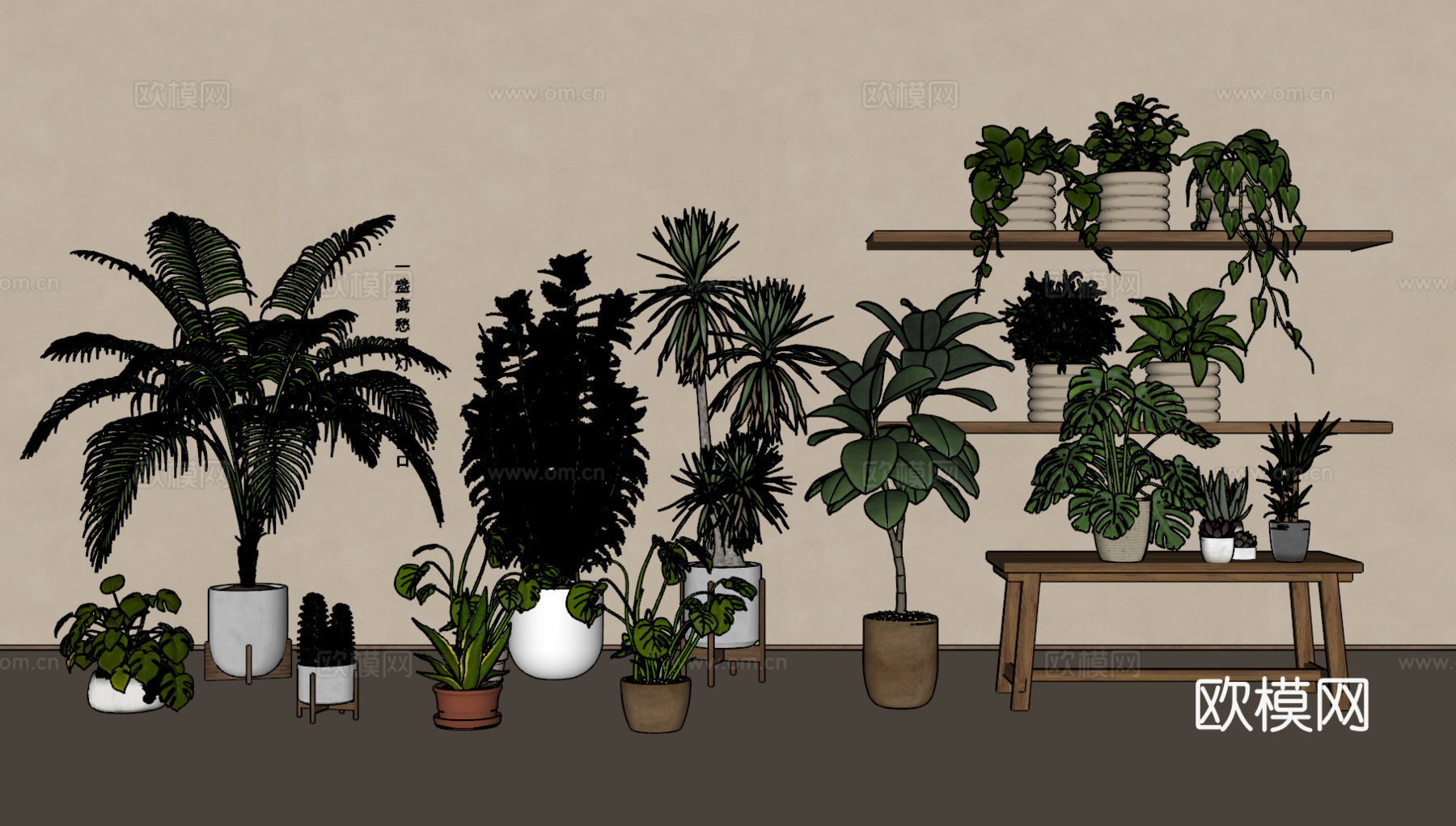 绿植盆栽组合su模型