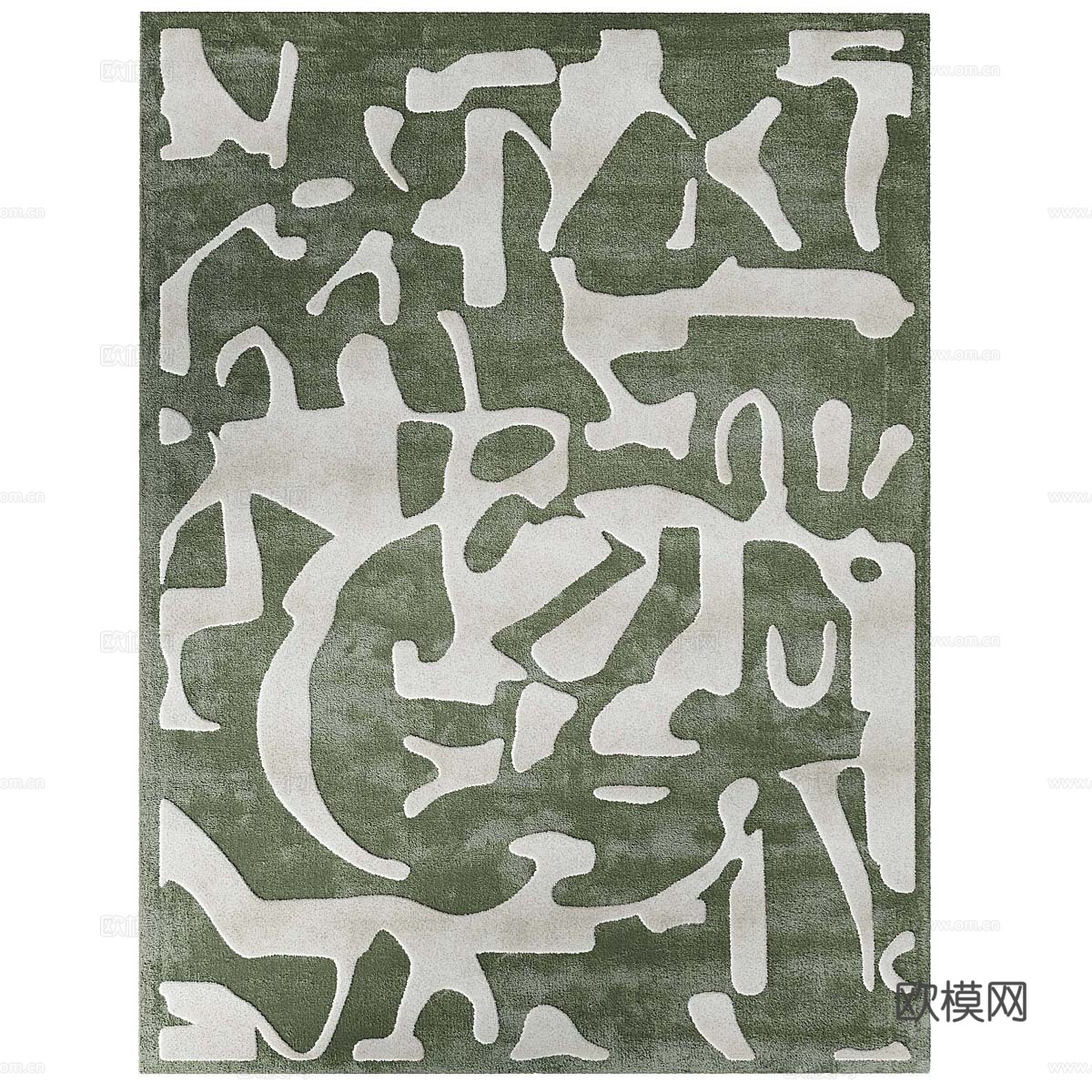 新中式中古风羊毛布艺地毯3d模型