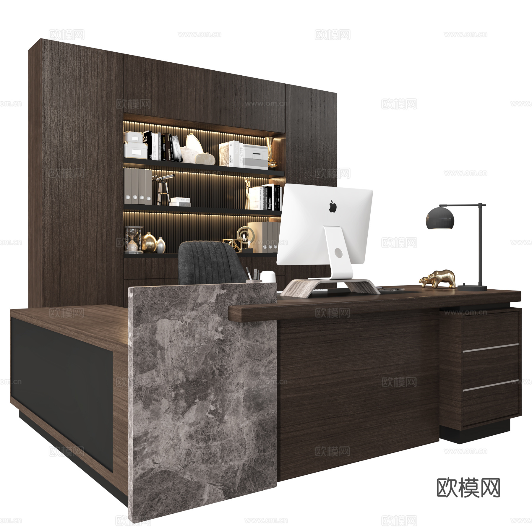 现代意式办公桌椅 办公家具3d模型