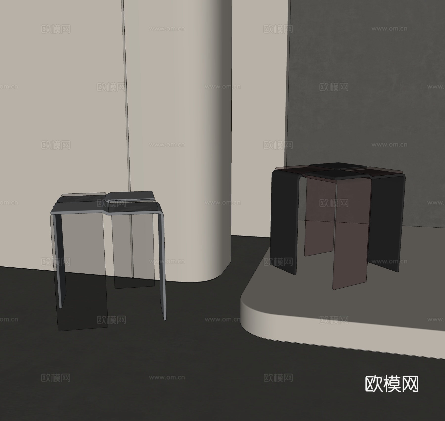 现代换鞋凳 亚克力矮凳 小凳子 化妆凳su模型