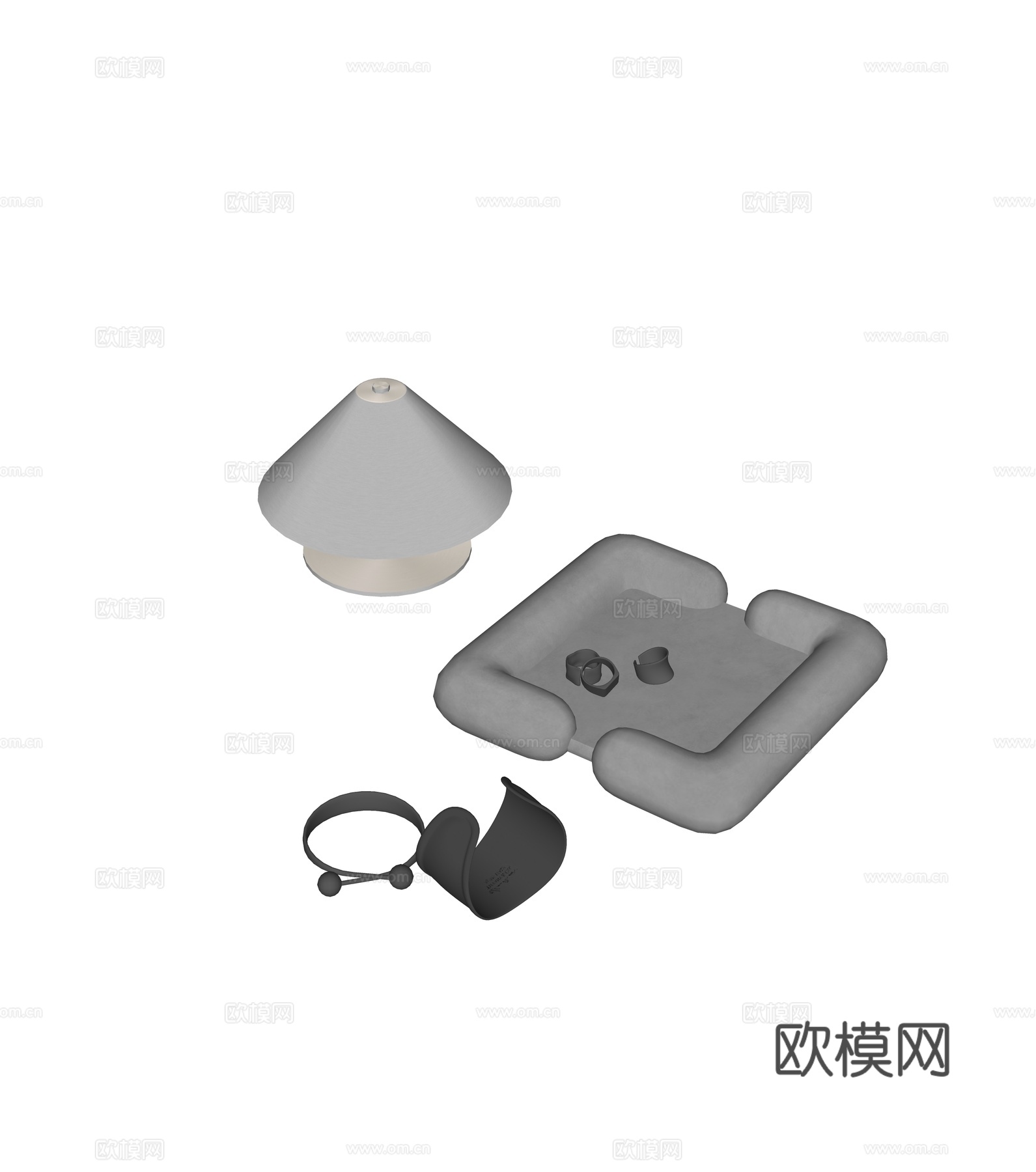 现代桌面饰品摆件 戒指su模型