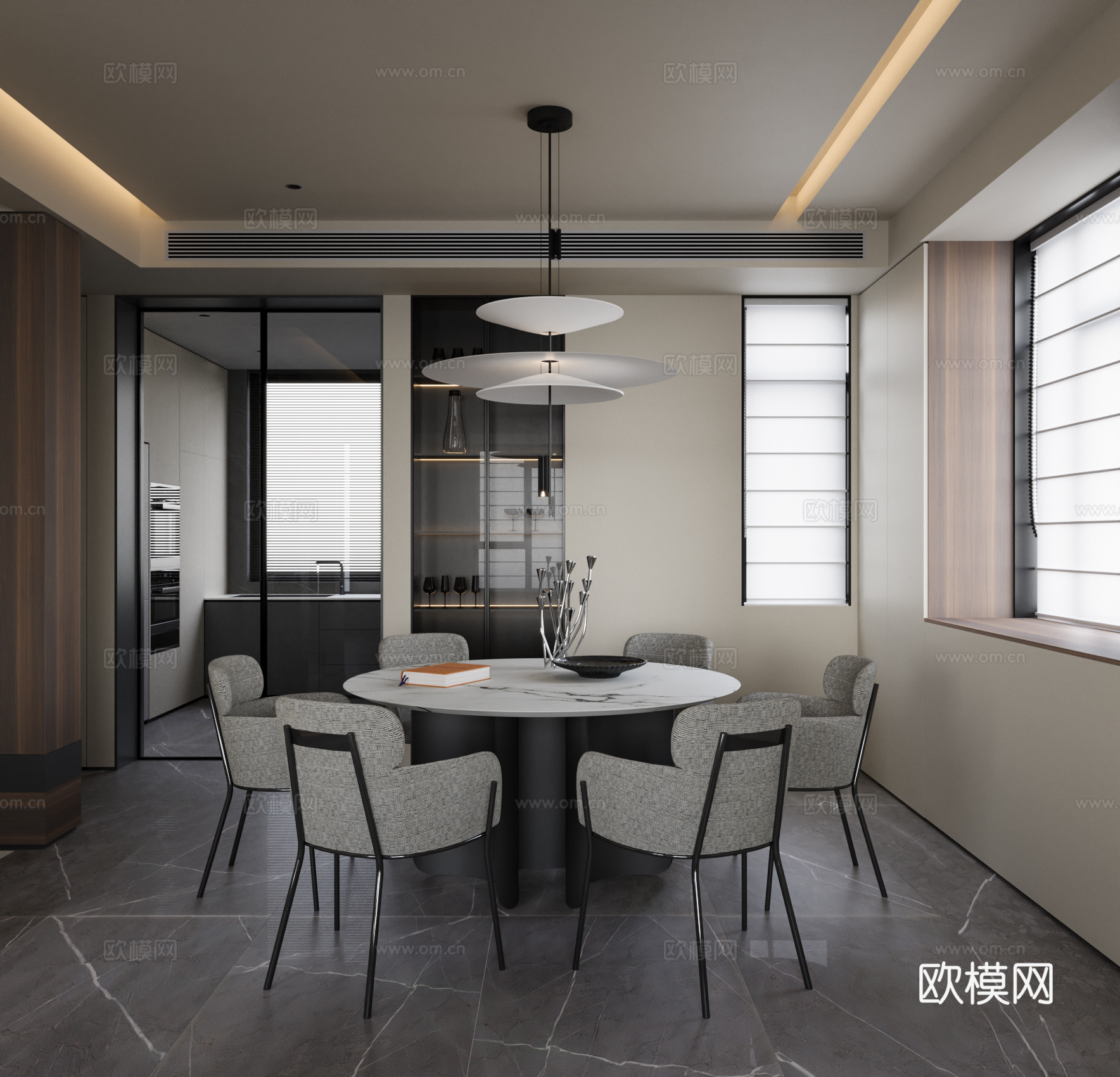 现代餐厅su模型