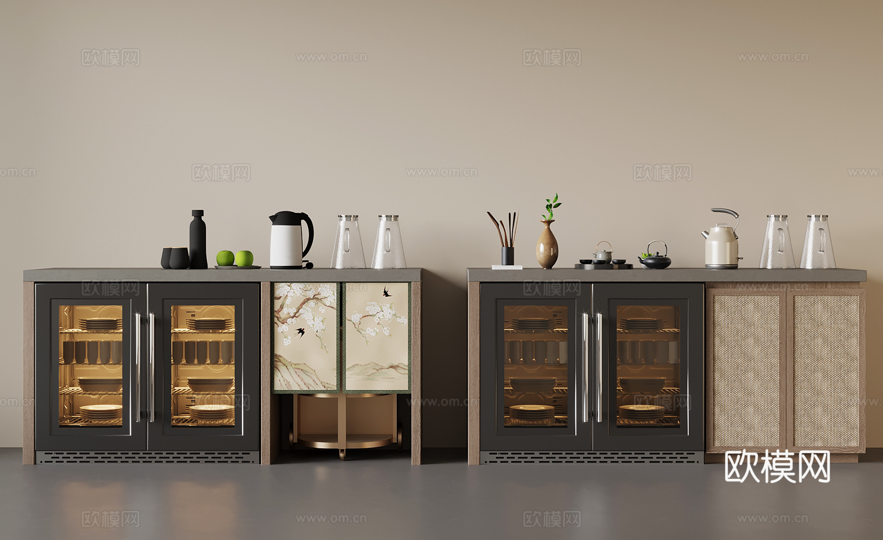 现代备餐台 茶水柜su模型