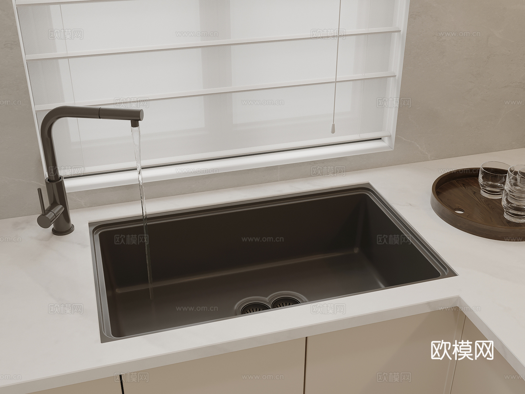 现代水槽 洗碗池 厨房用品3d模型