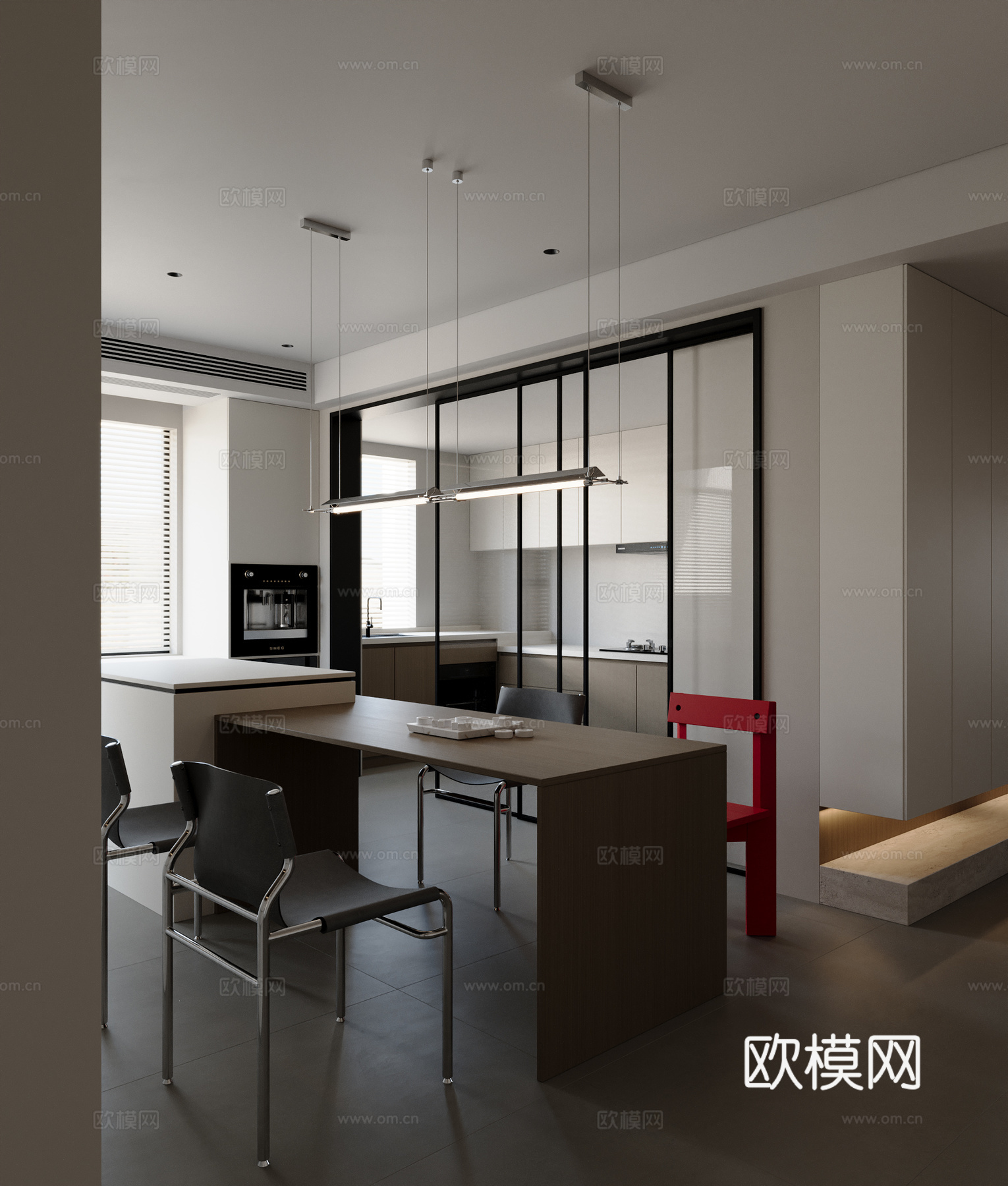 现代意式餐厅su模型