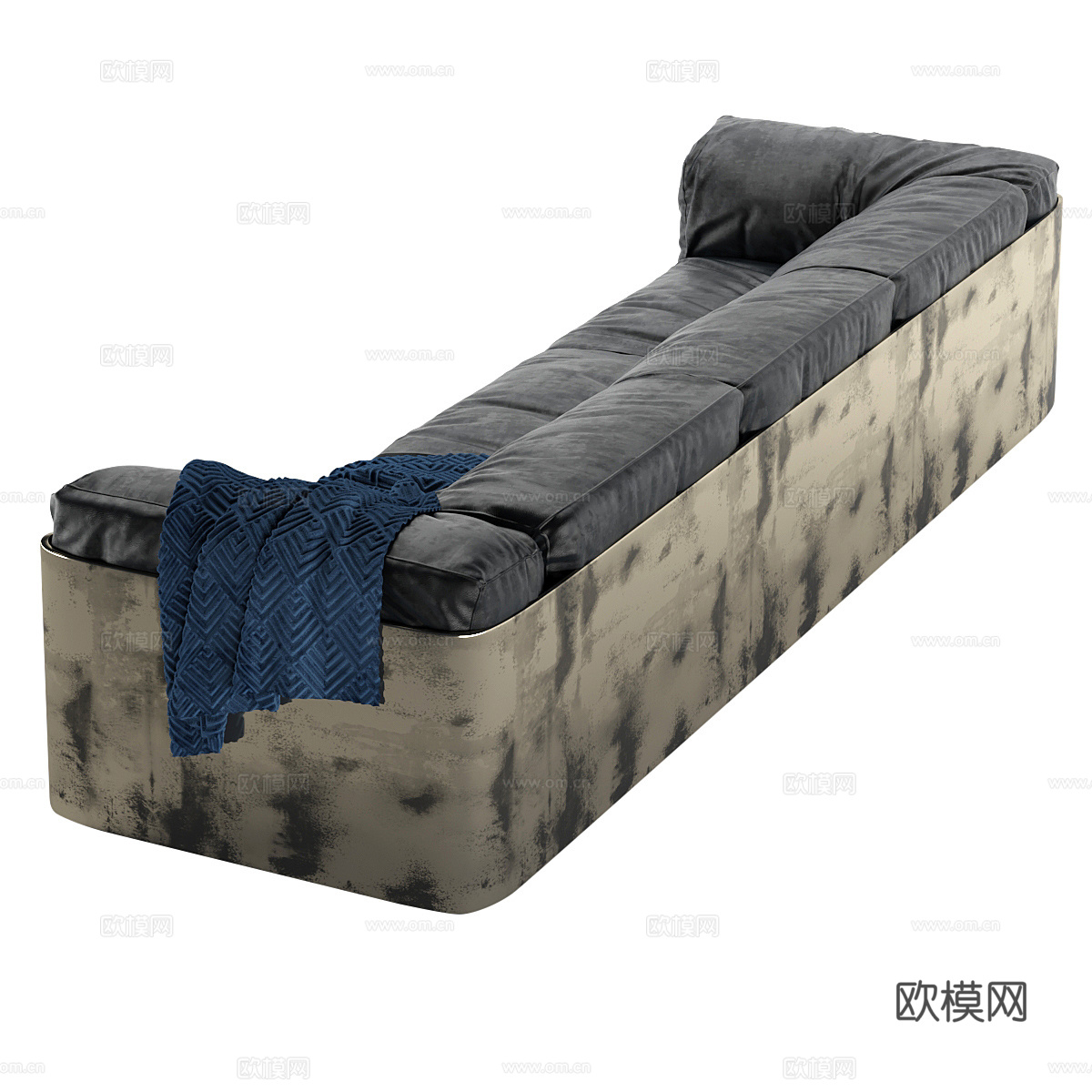 现代意式皮革休闲沙发3d模型