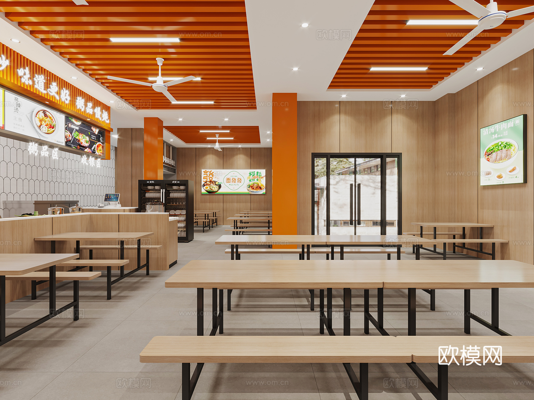 现代 食堂 快餐店3d模型