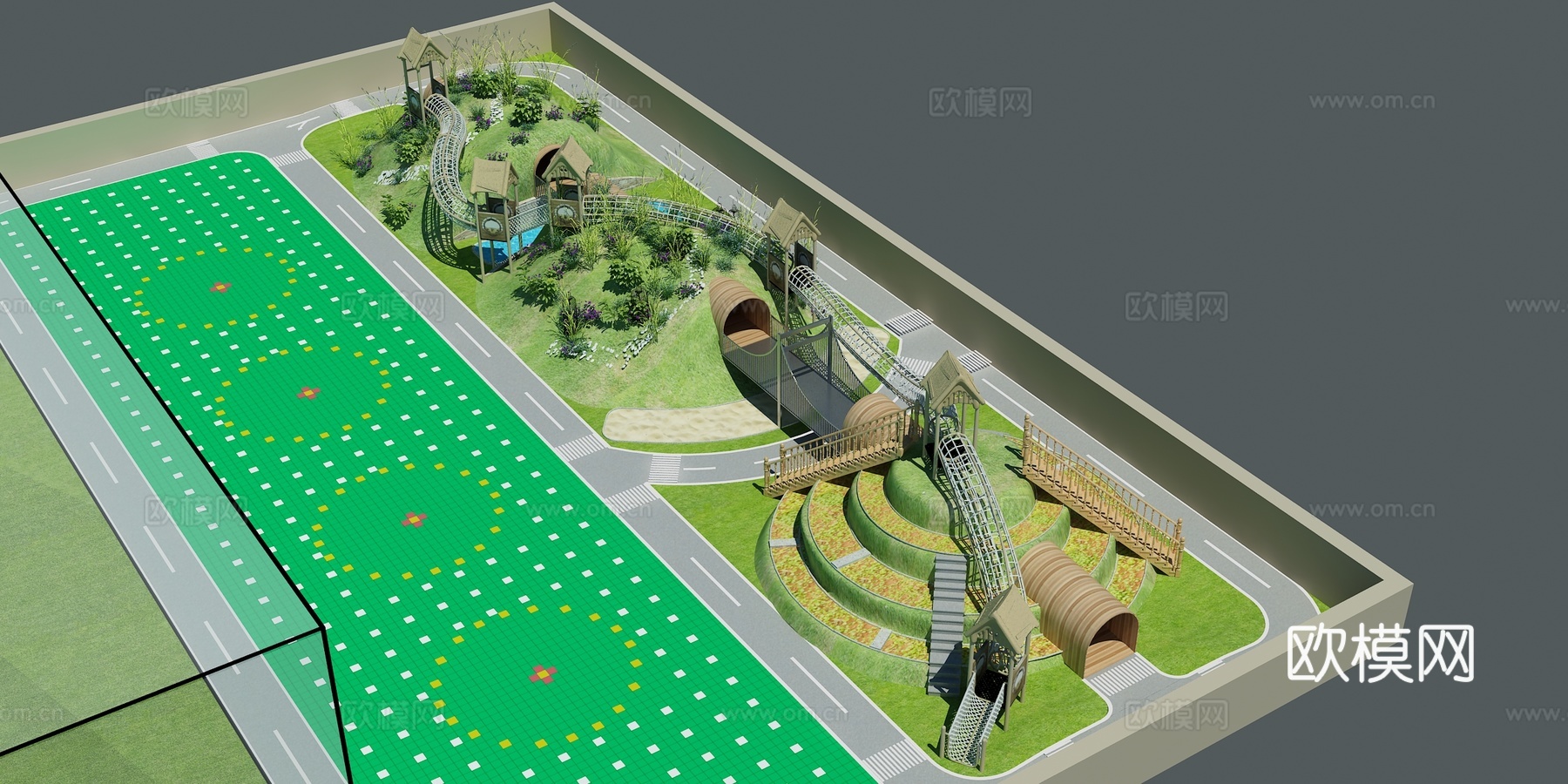 幼儿园儿童乐园儿童模拟交通城儿童攀爬乐园3d模型