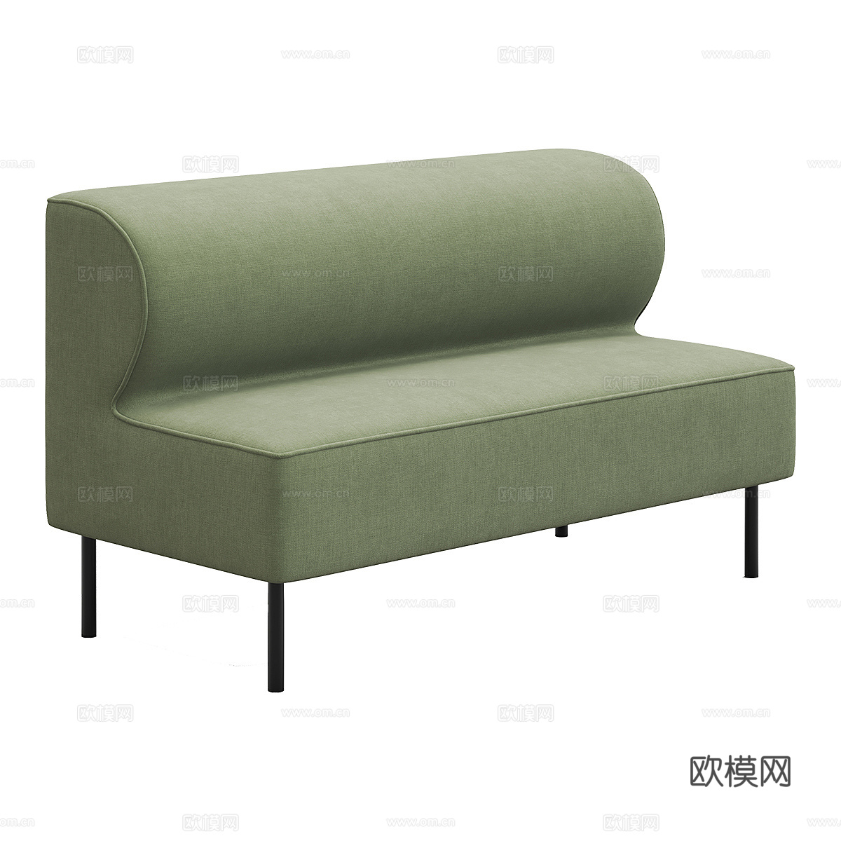 现代简约双人沙发 双人沙发 简约沙发 绿色沙发 抱枕3d模型