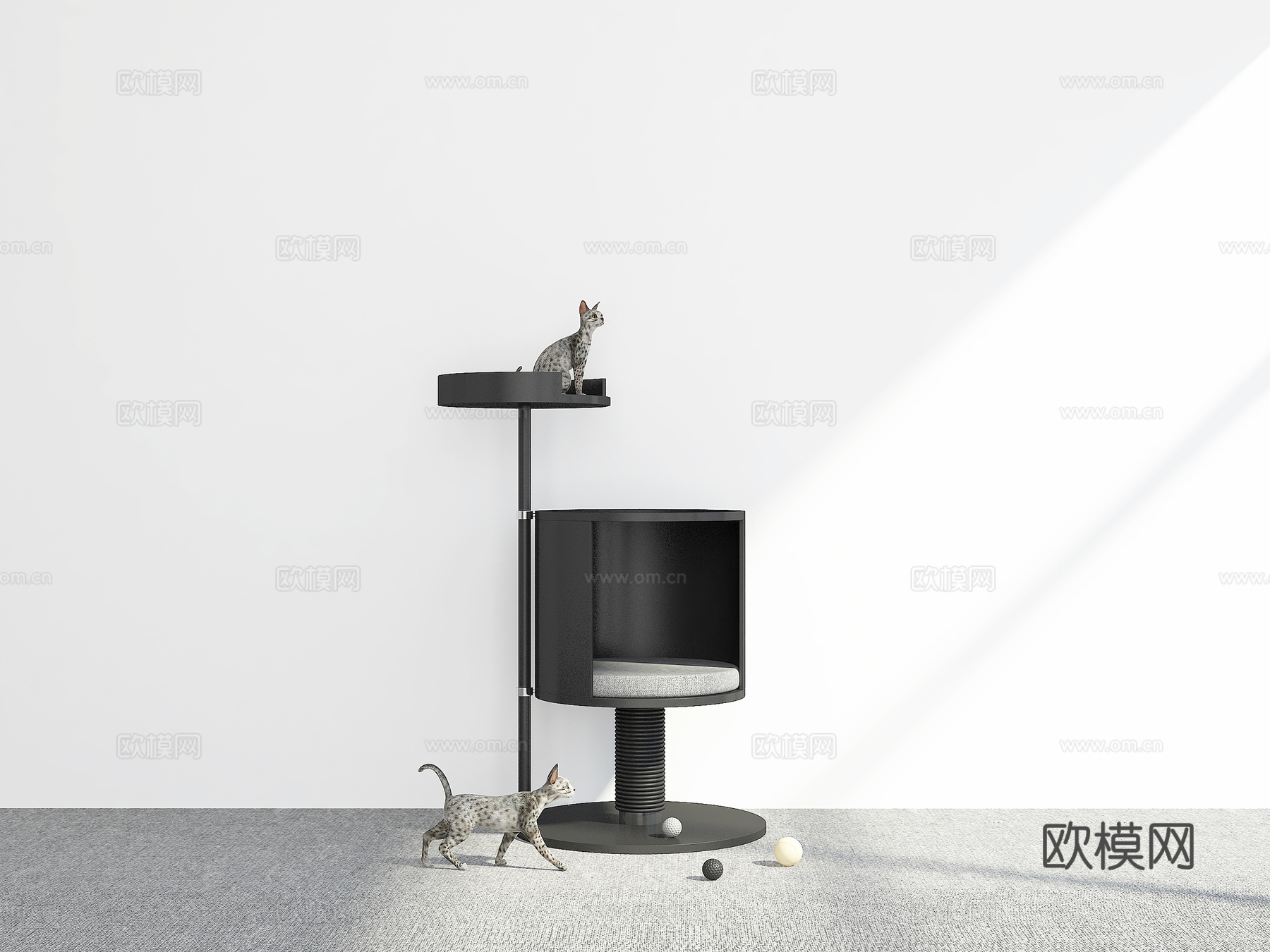 现代爬猫架3d模型