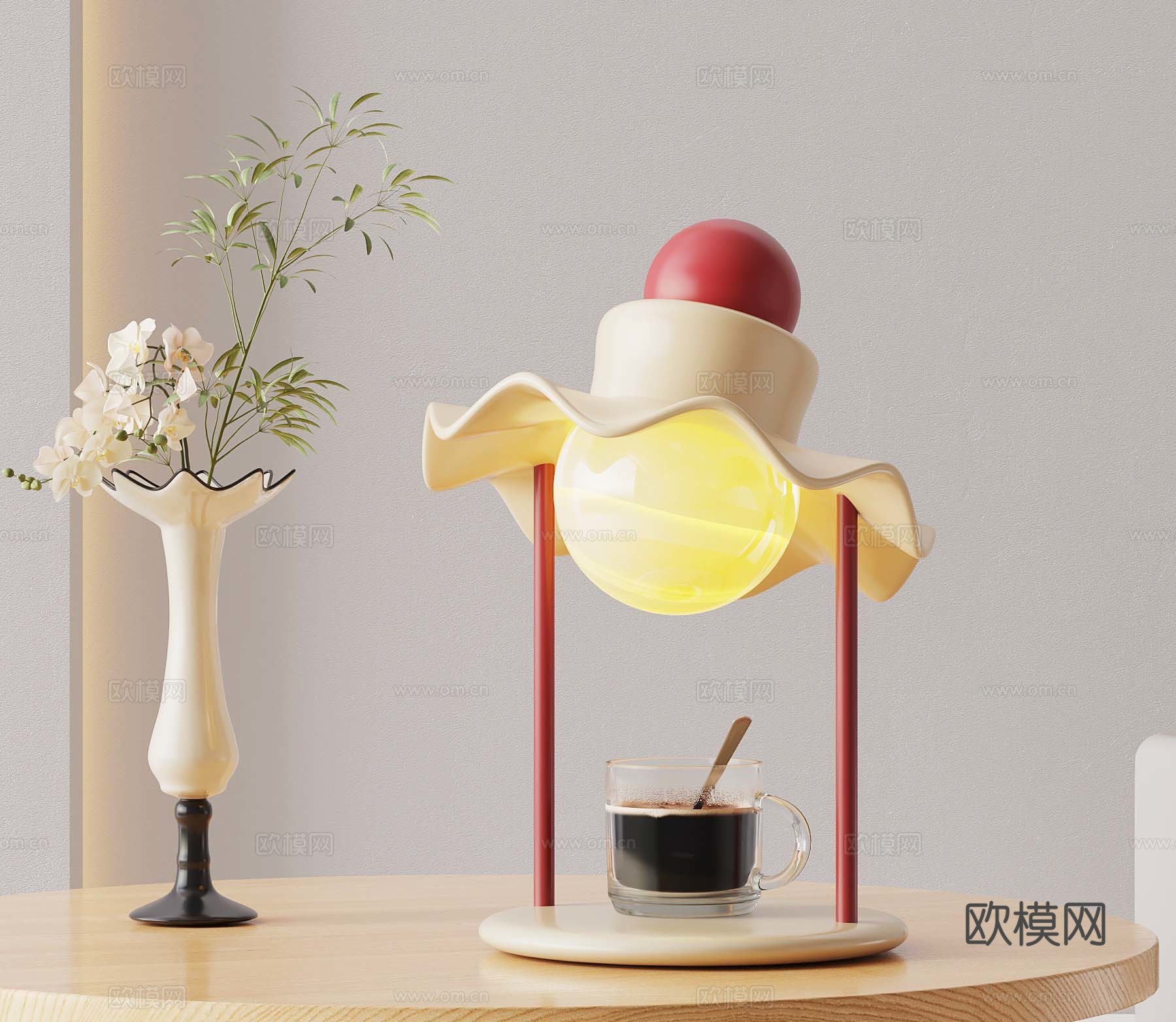 法式奶油风台灯 花瓶su模型