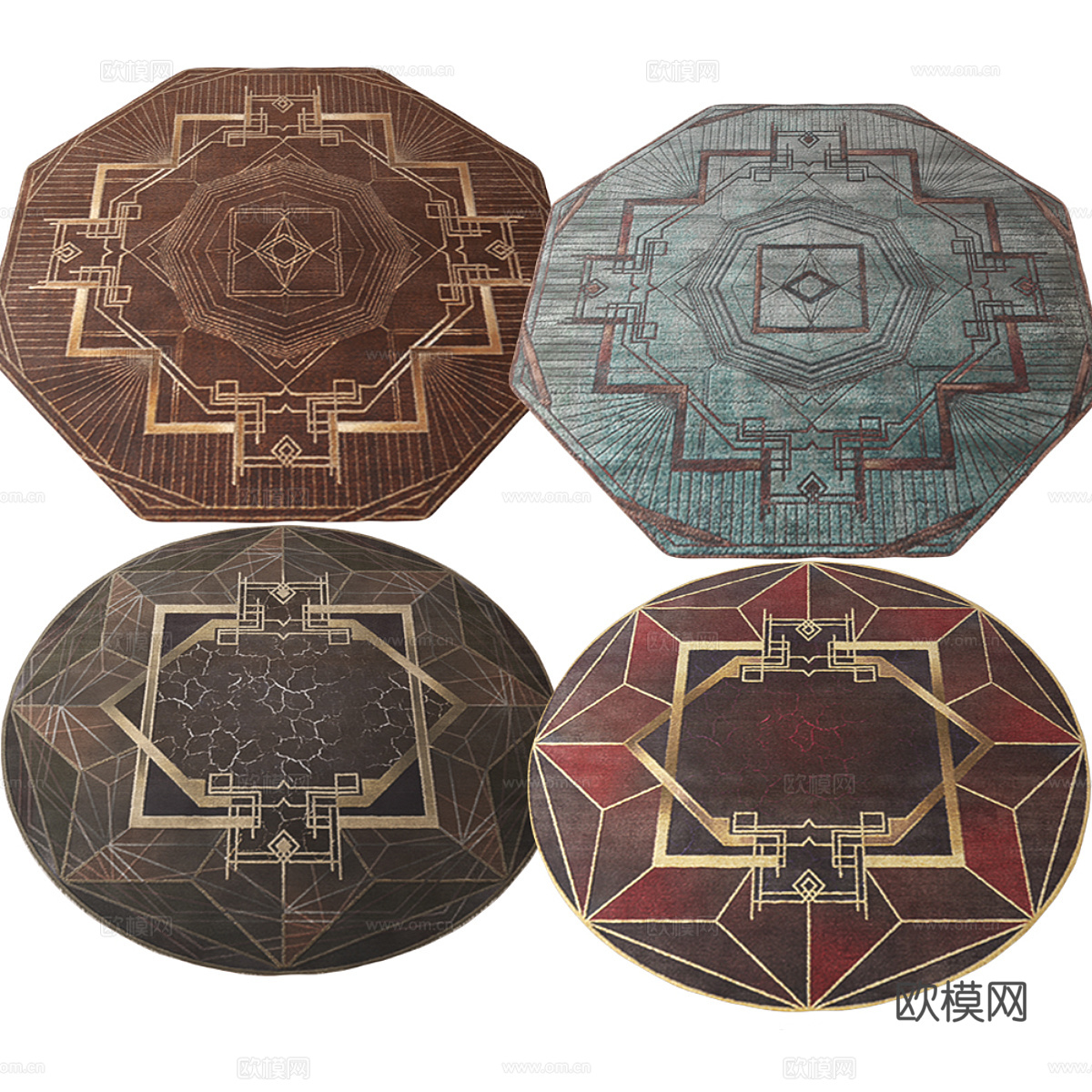 美式复古布艺地毯3d模型