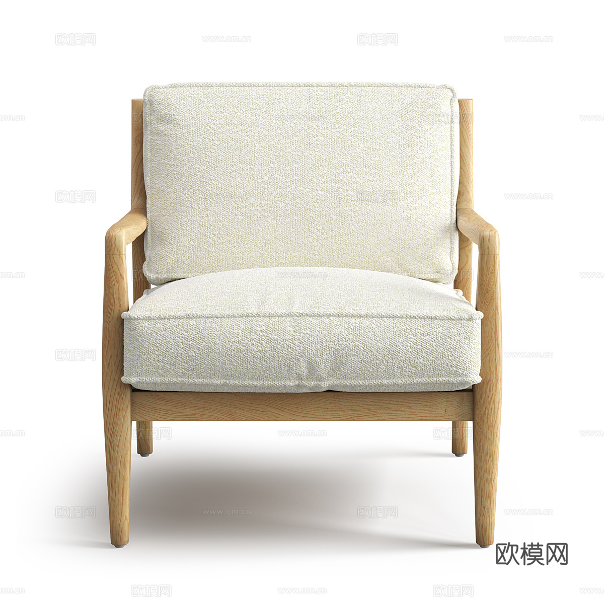 新中式木质布艺扶手椅3d模型