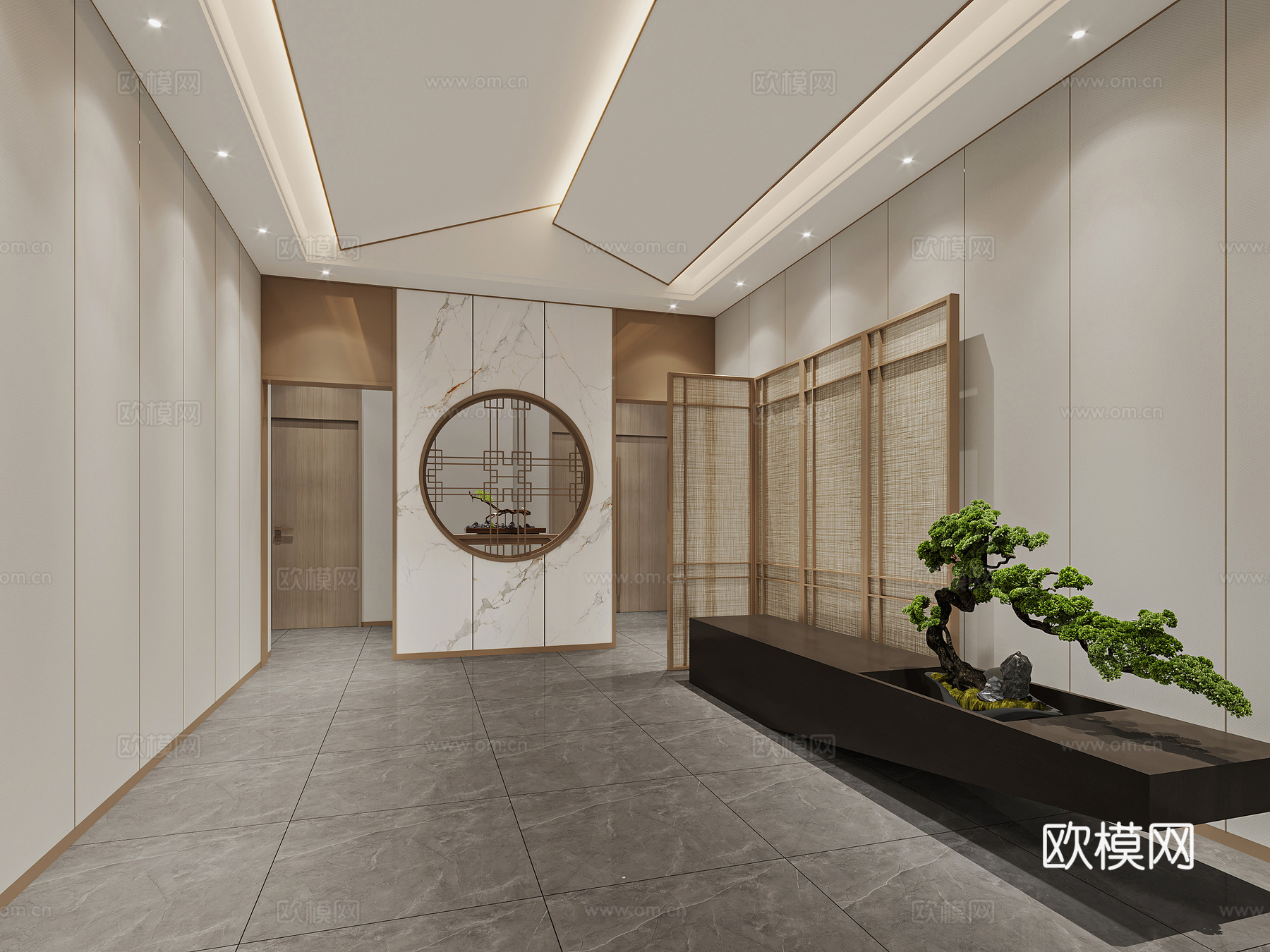 新中式 包厢 门厅3d模型