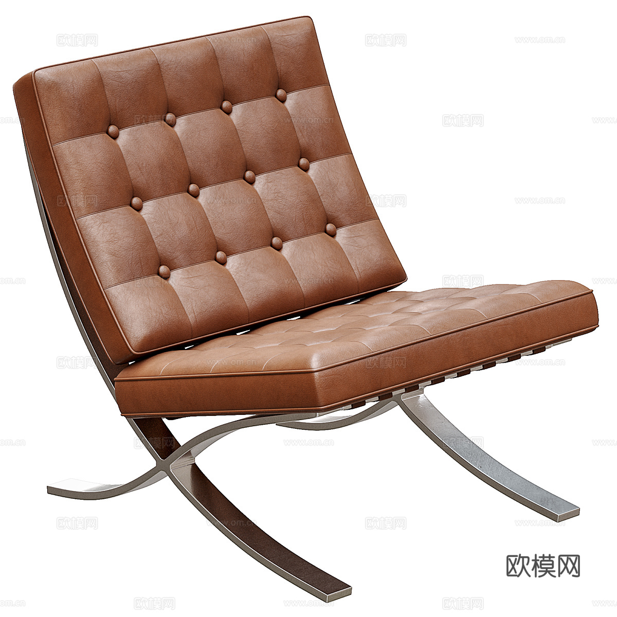现代意式皮革休闲椅3d模型