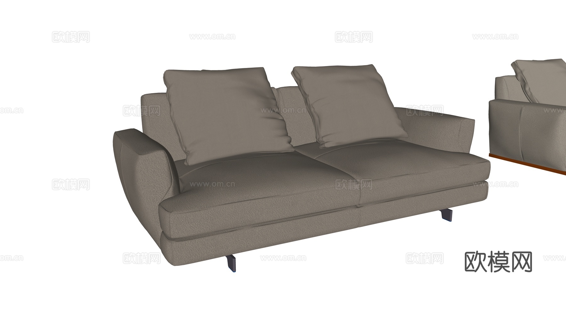 poltrona现代双人沙发 皮沙发 多人沙发su模型