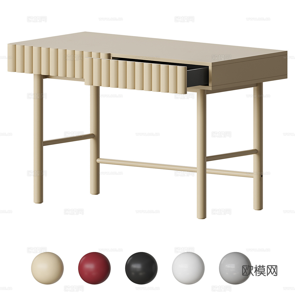 现代奶油风书桌 梳妆台3d模型