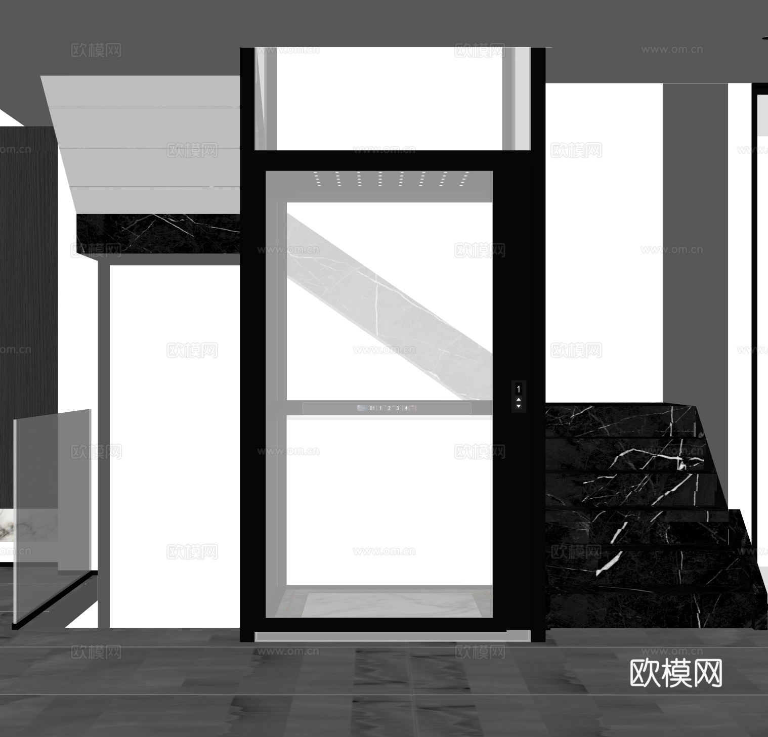 现代楼梯su模型