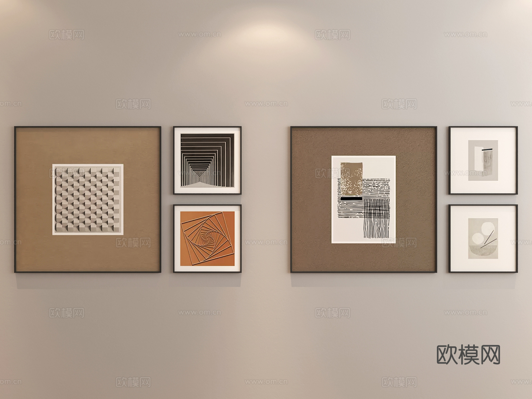 现代画 抽象画 组合画3d模型