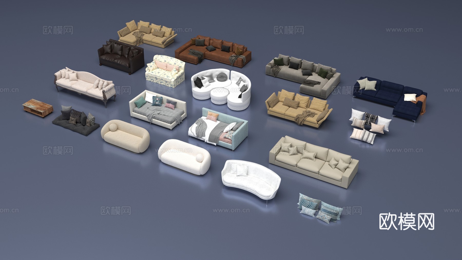 现代室内沙发组合3d模型