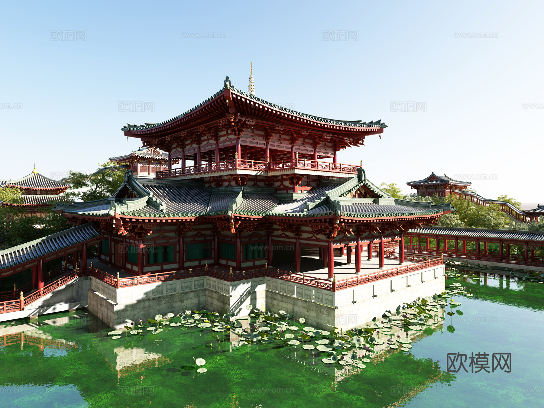 古建 中式建筑 庙宇 寺庙 小镇 连廊3d模型