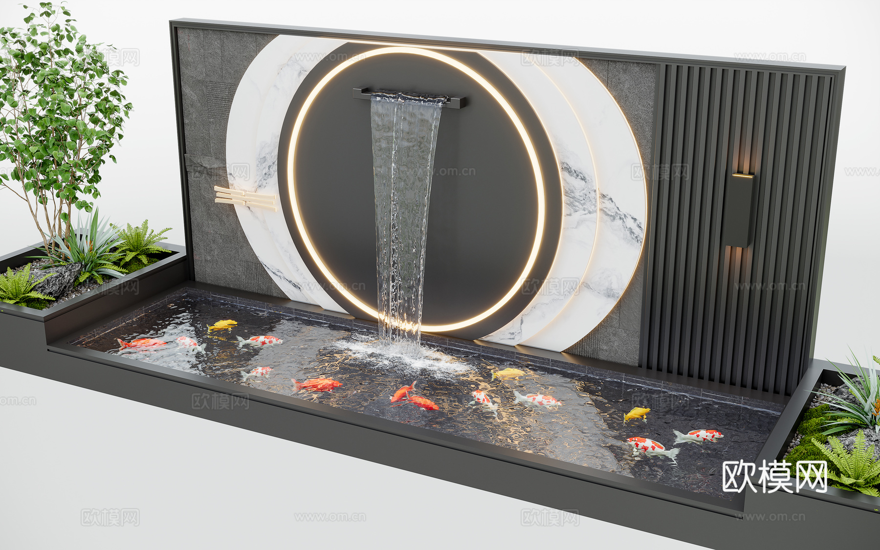 现代水幕墙3d模型