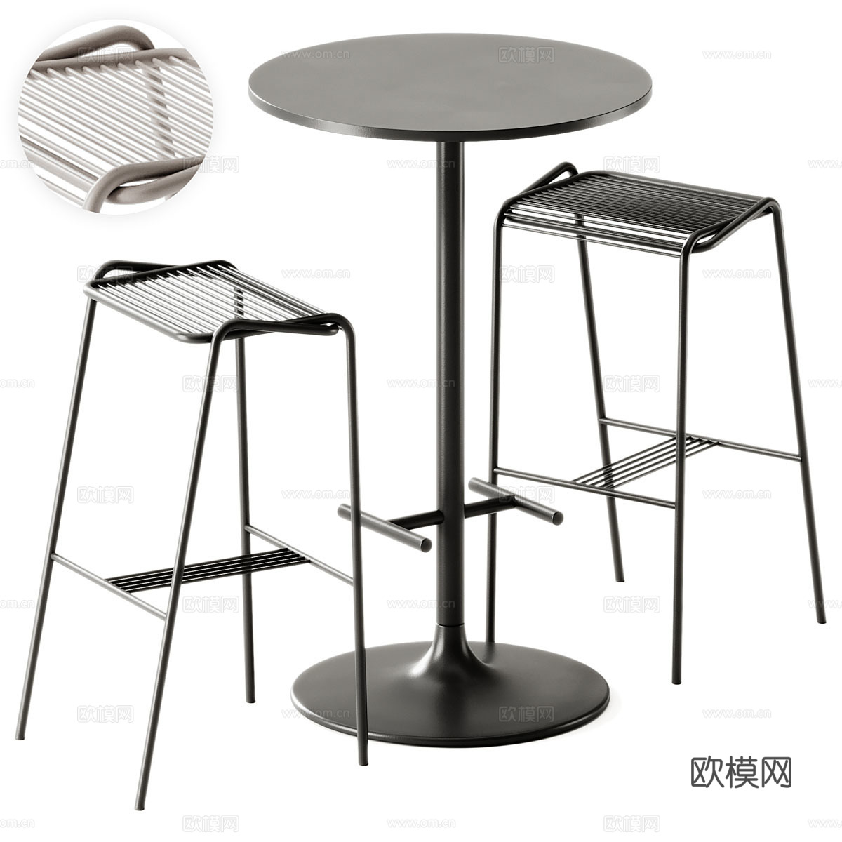 现代意式极简休闲桌椅3d模型