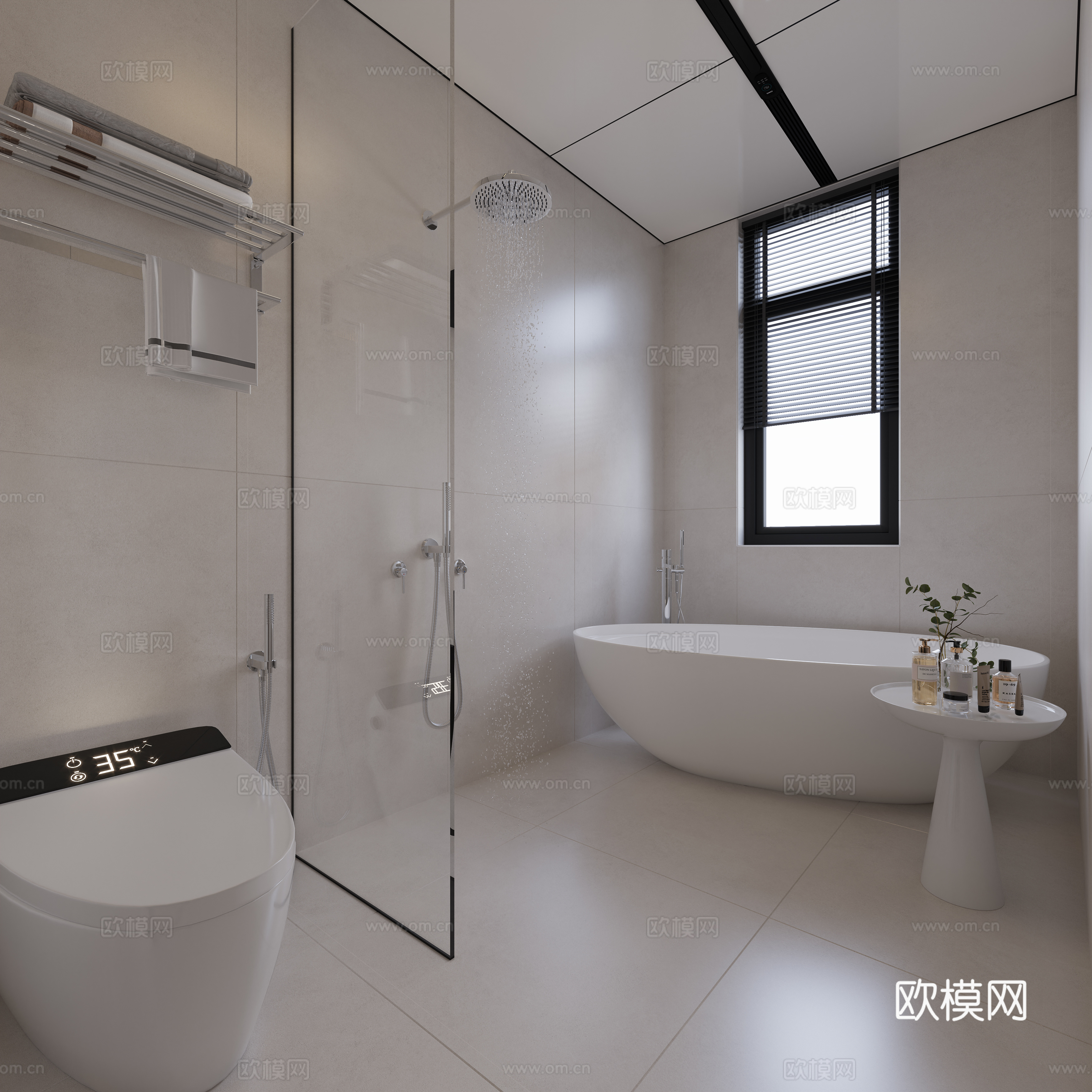 极简卫生间   奶油卫生间   现代卫生间   浴缸  蜂窝3d模型