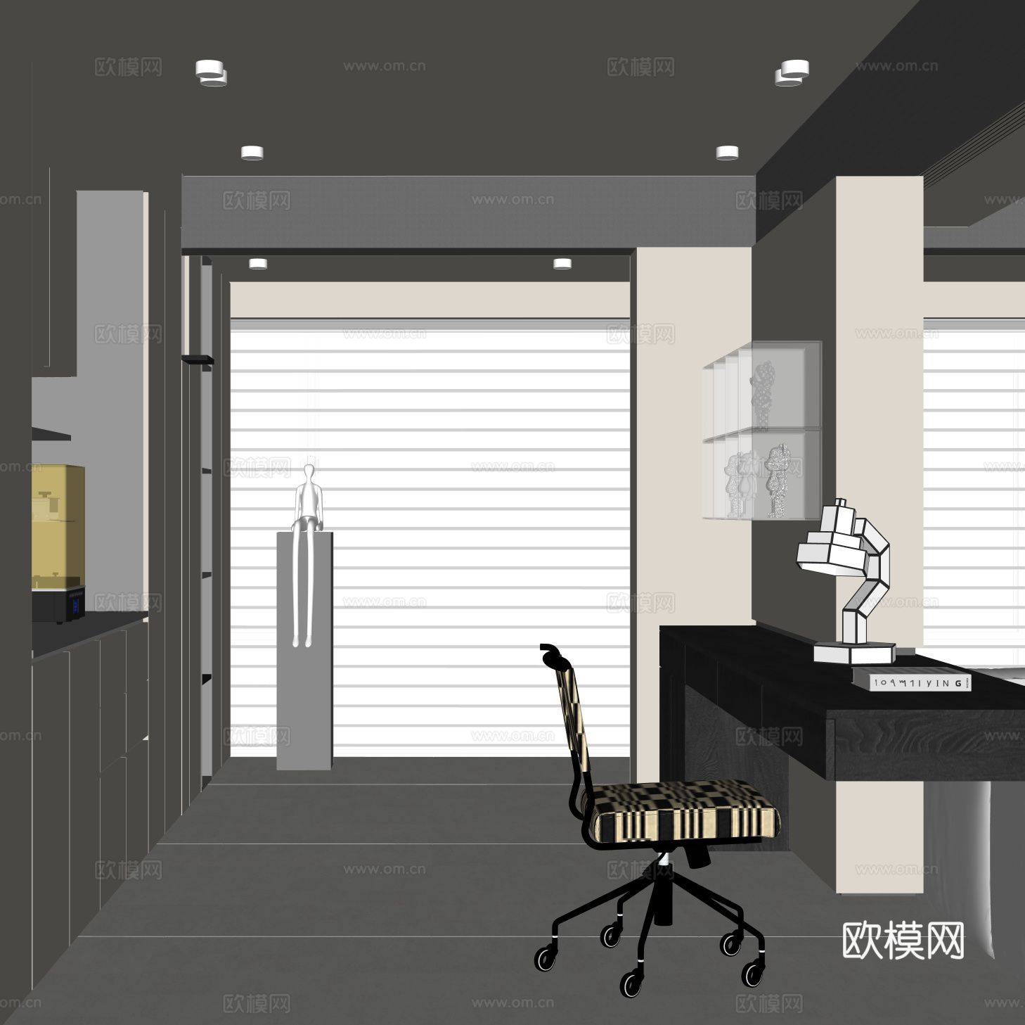 现代书房su模型