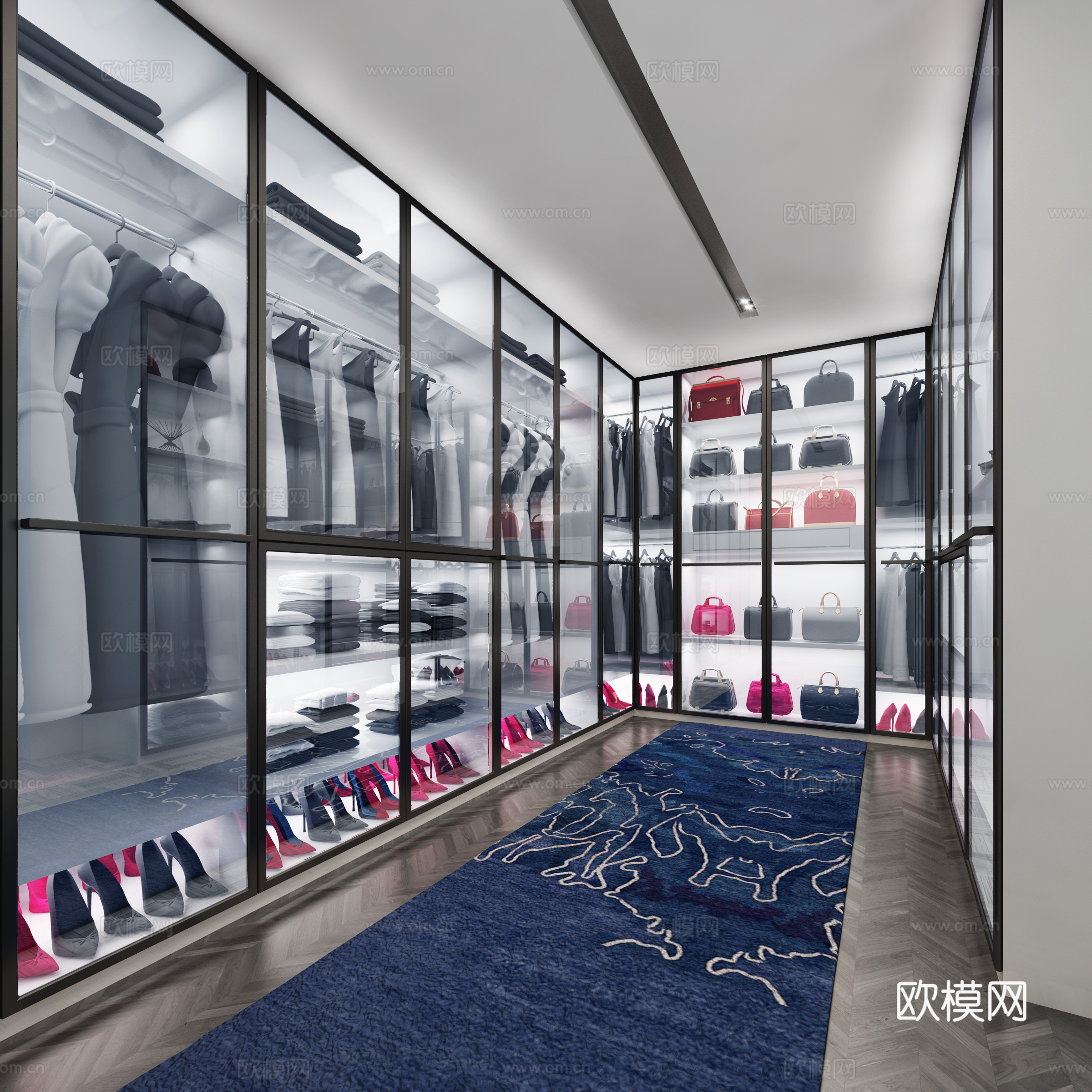 现代衣帽间别墅衣帽间3d模型