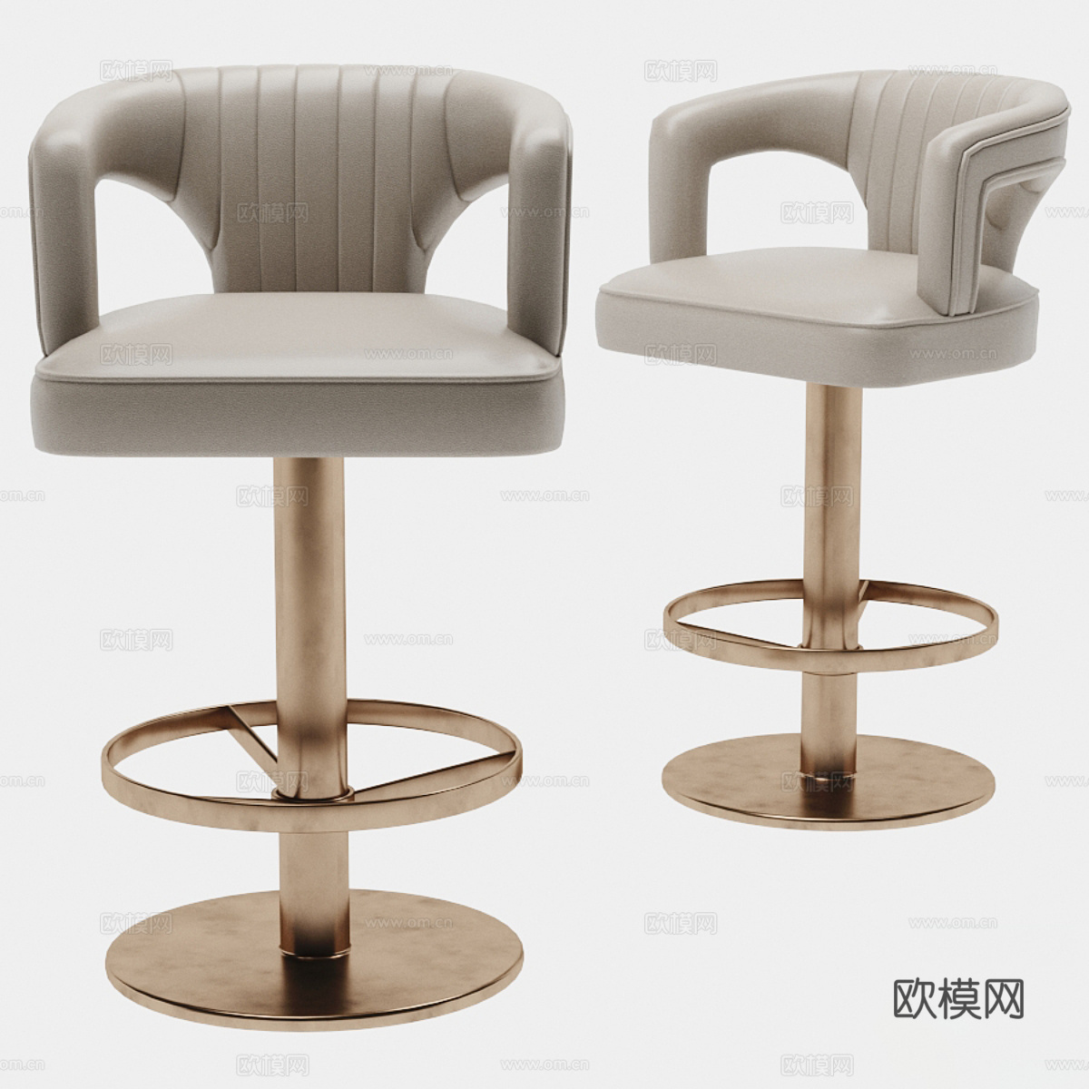 现代意式轻奢皮革吧台椅3d模型