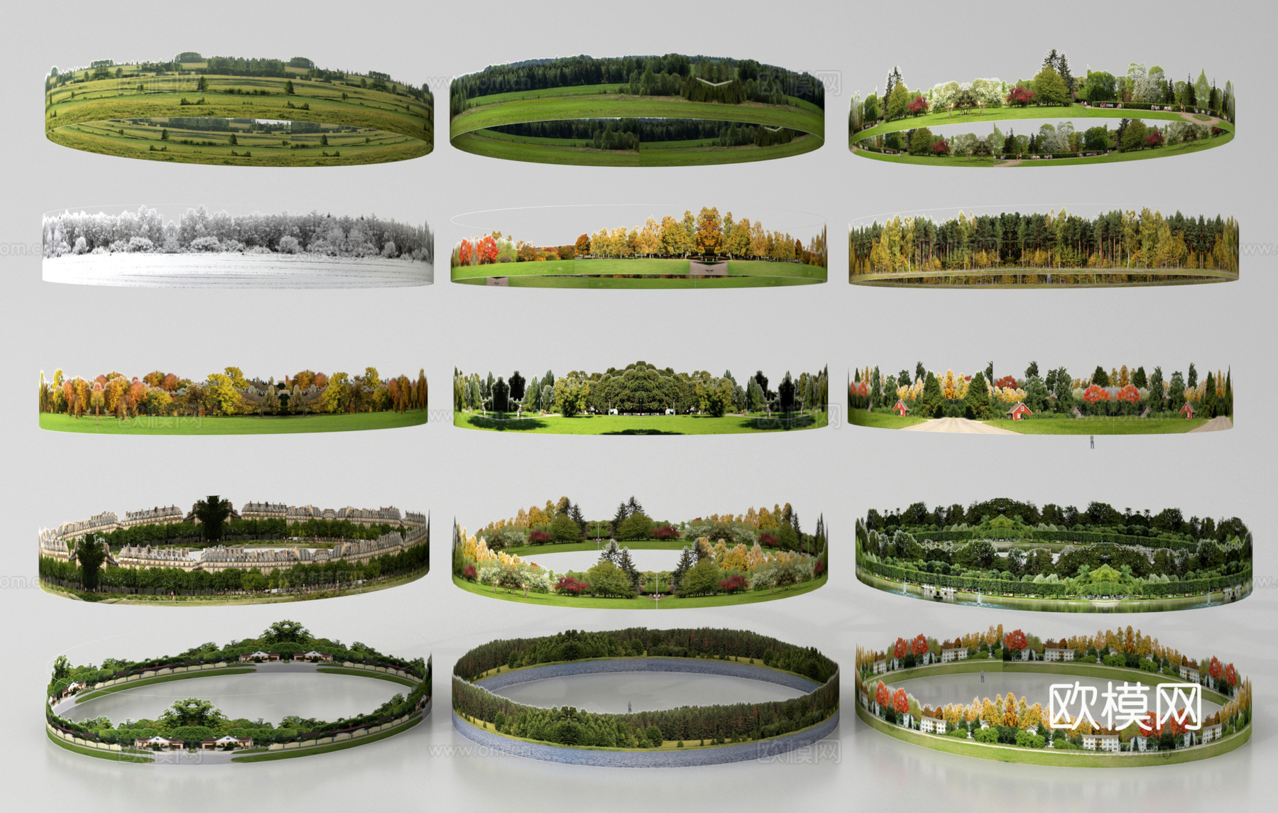 环绕背景 城市背景 绿植背景 森林外景3d模型