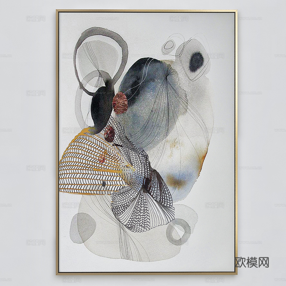 现代轻奢装饰挂画3d模型3d模型