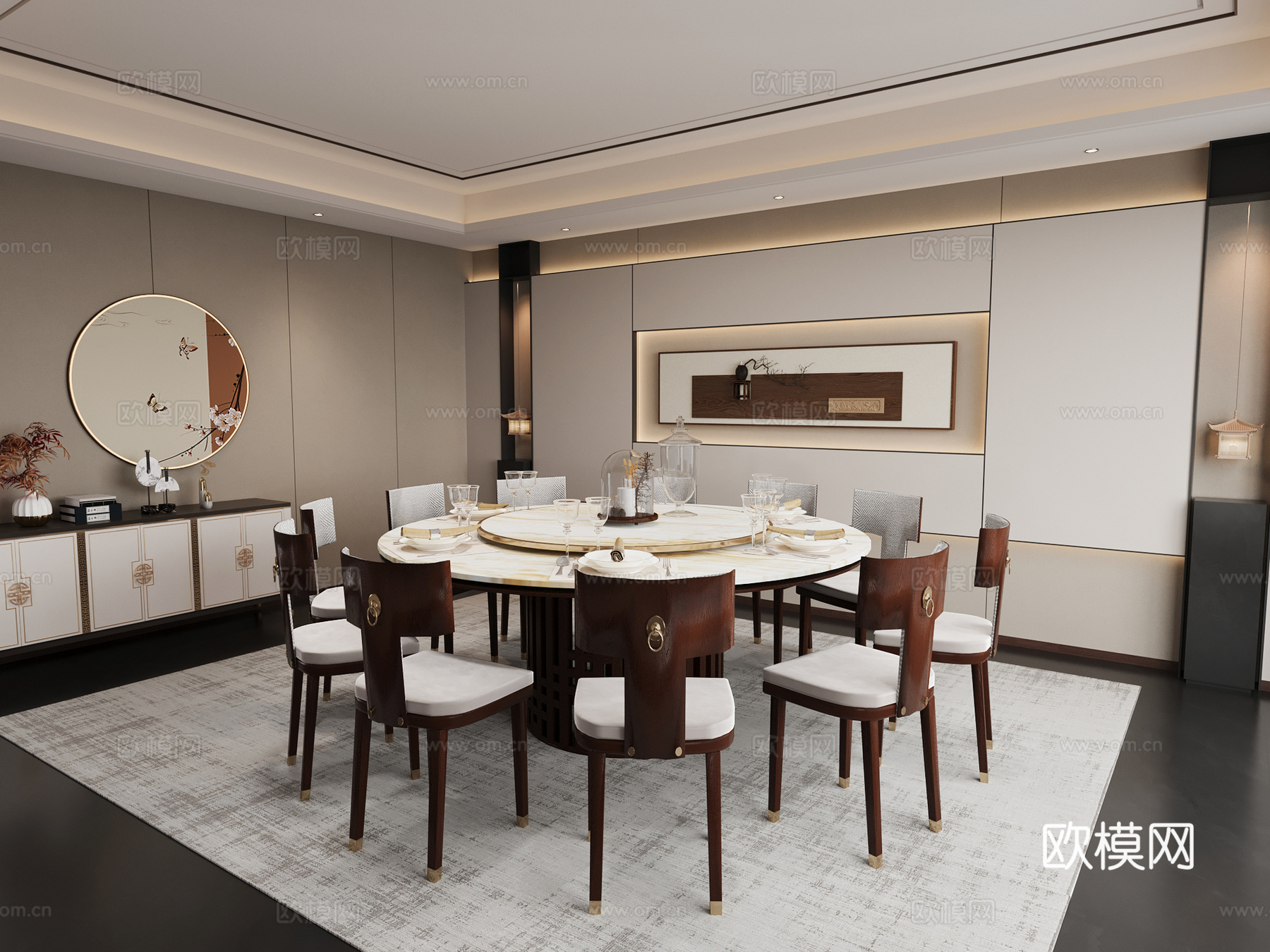包房 新中式中餐厅包间 酒楼包房3d模型