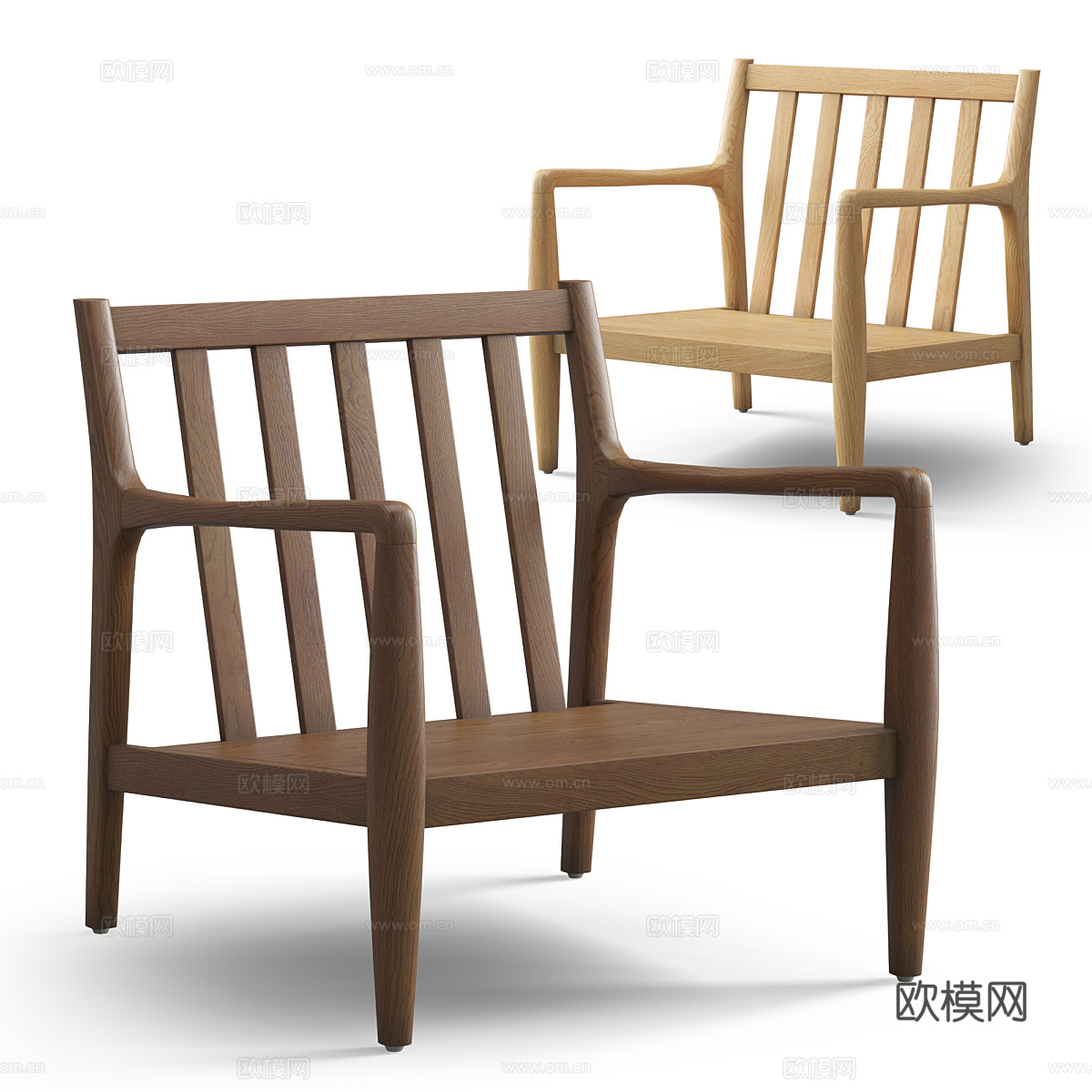 新中式木质布艺扶手椅3d模型