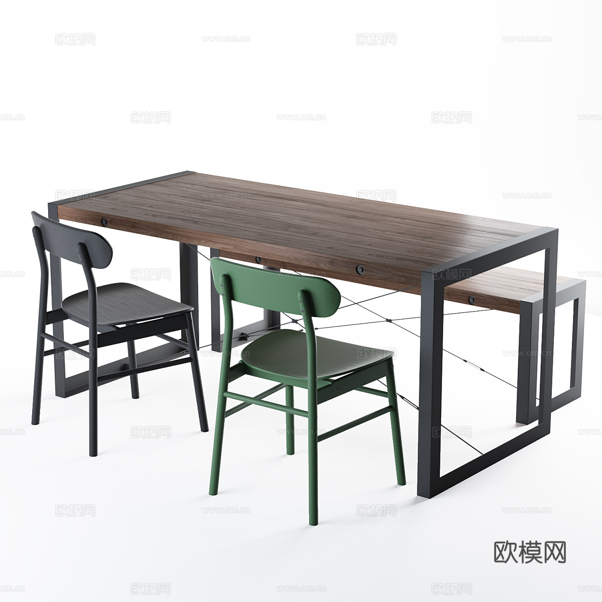 现代工业风户外休闲桌椅3d模型