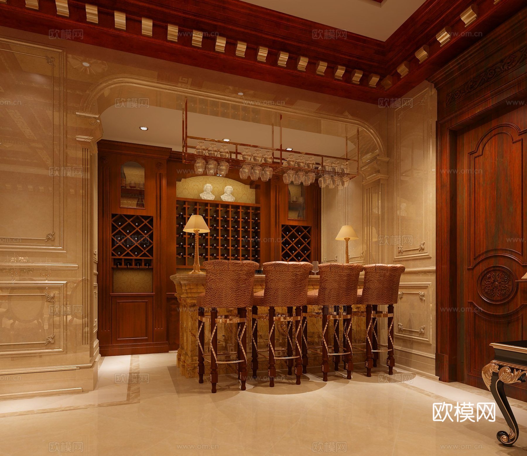 经典欧式大餐厅 吧台3d模型
