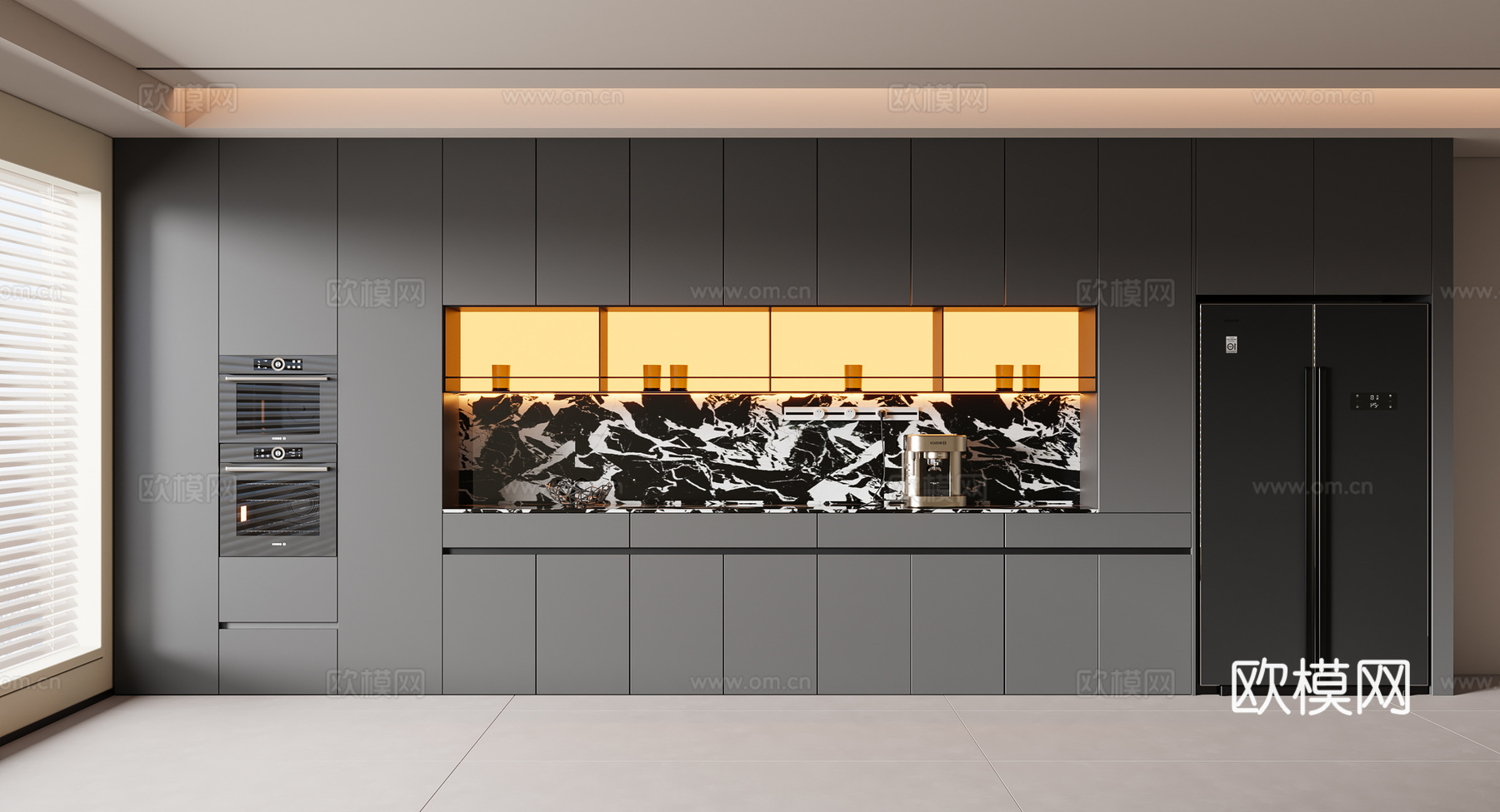 现代意式酒柜 餐边柜su模型