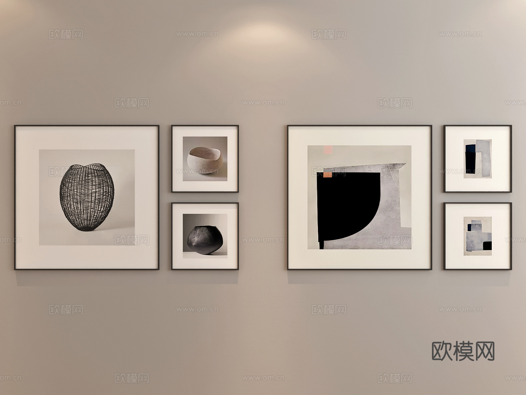 现代画 抽象画 组合画3d模型