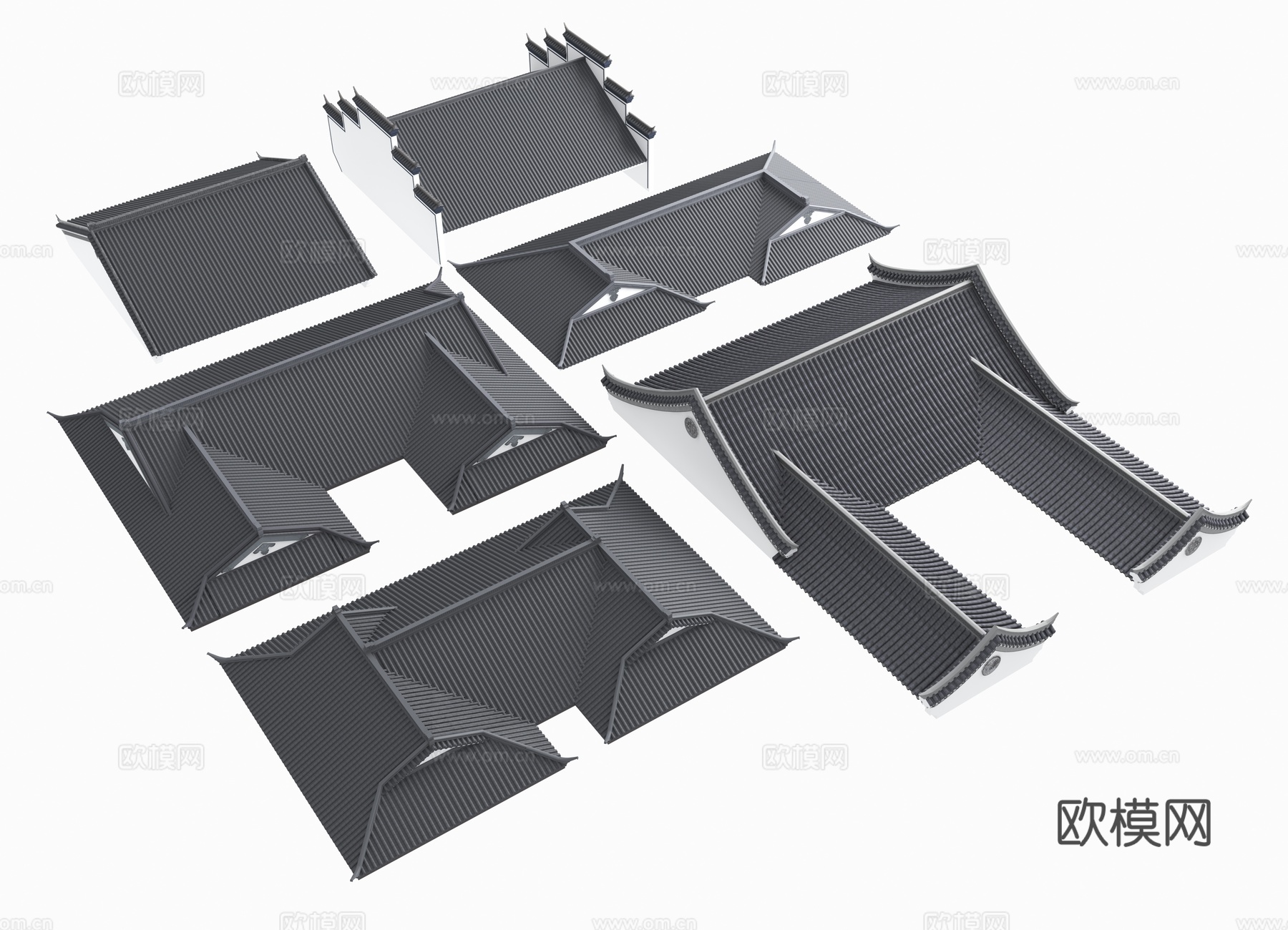 四合院屋顶 屋檐3d模型