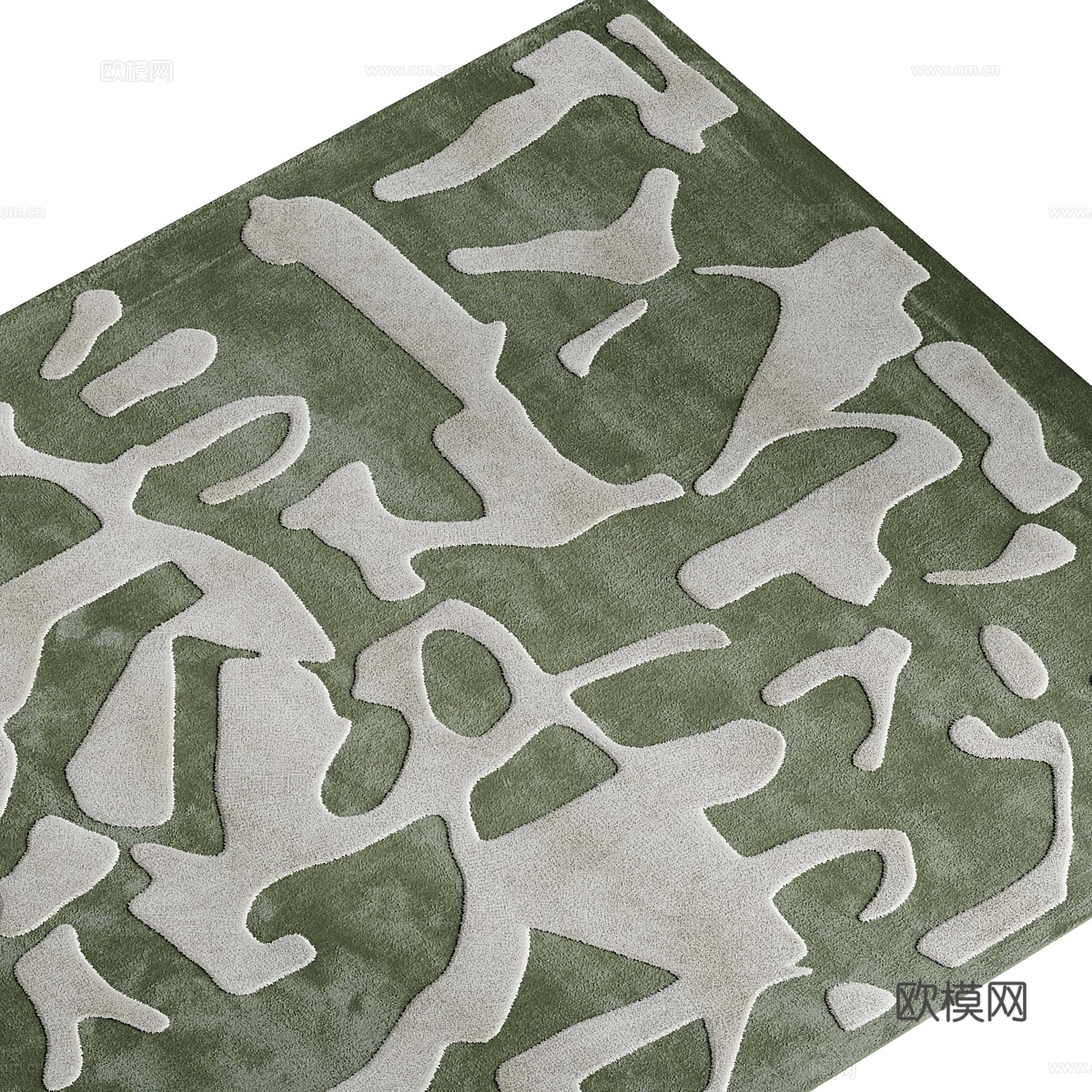 新中式中古风羊毛布艺地毯3d模型