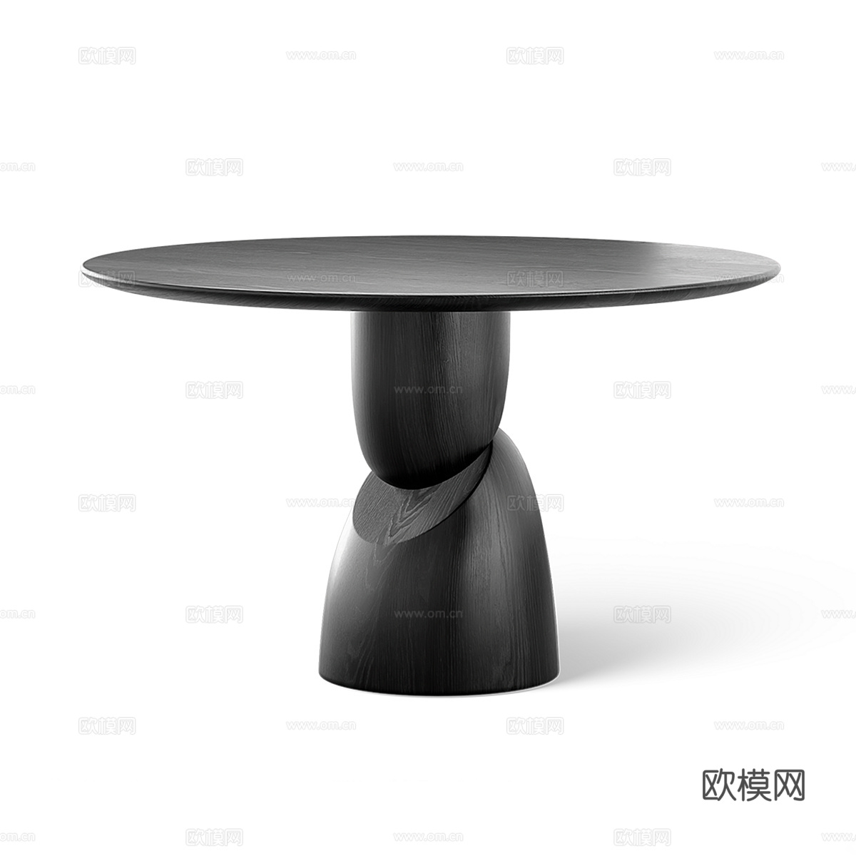 现代意式实木圆餐桌3d模型